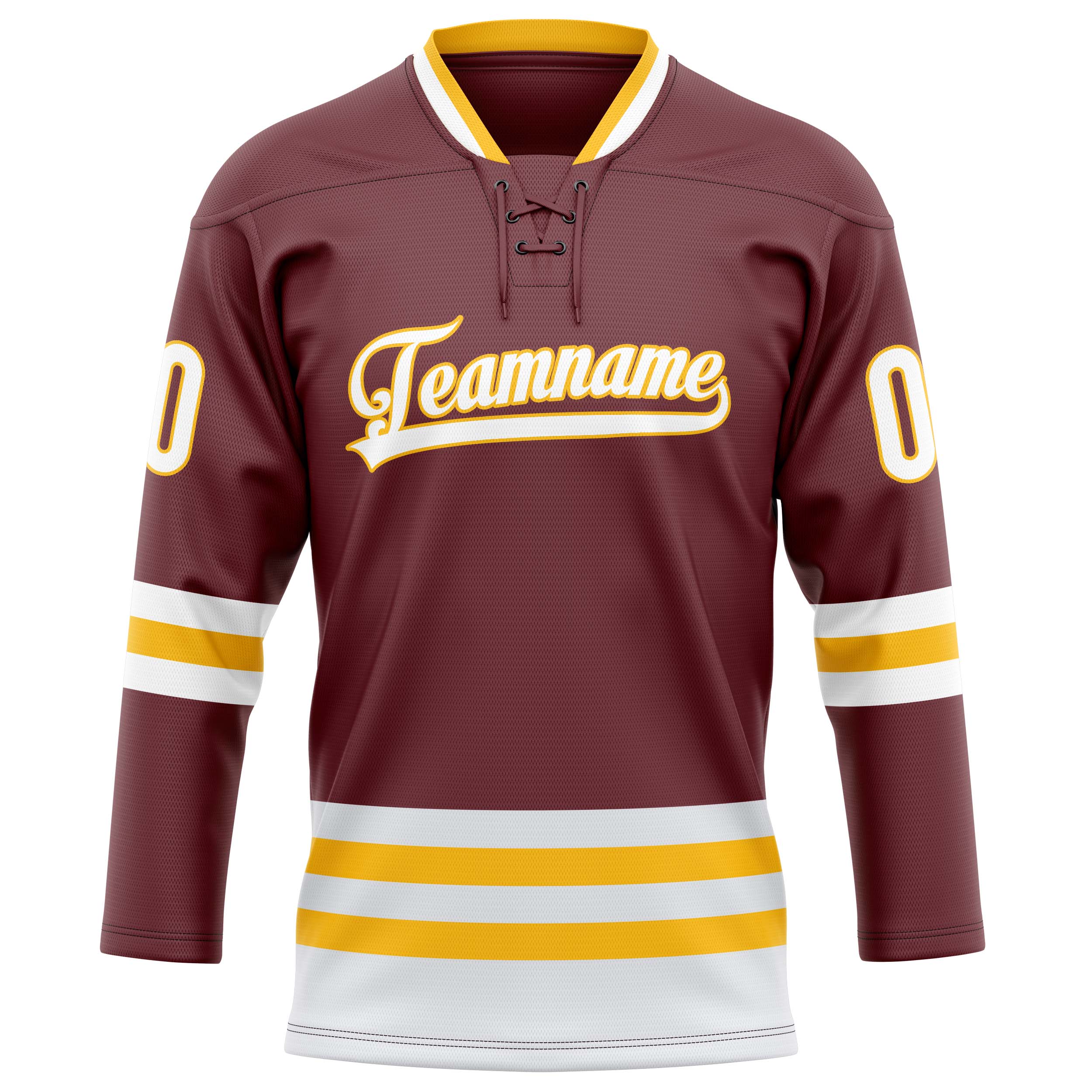 Maillot de hockey personnalisé marron et or uni