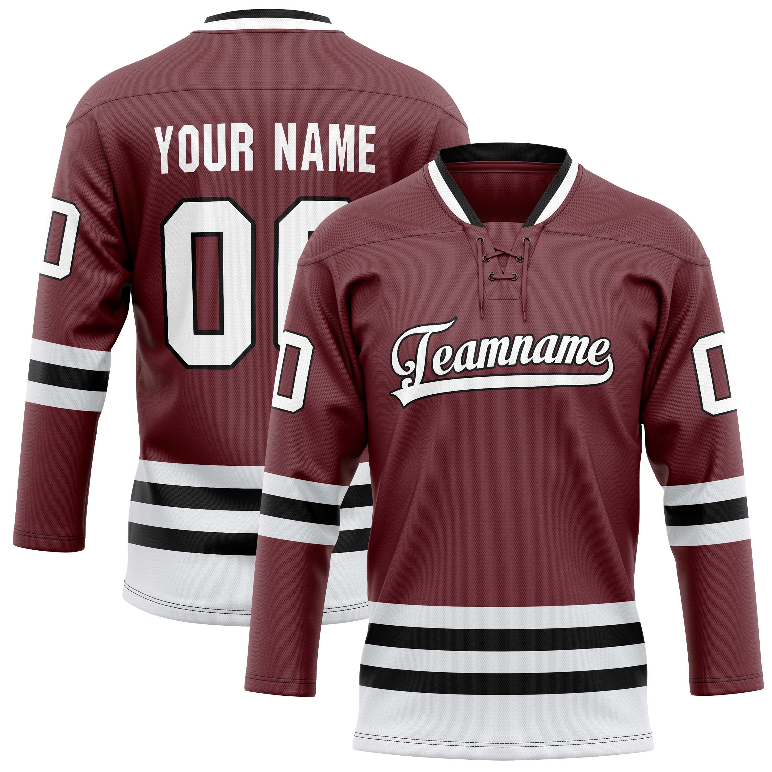Maillot de hockey personnalisé marron et noir uni