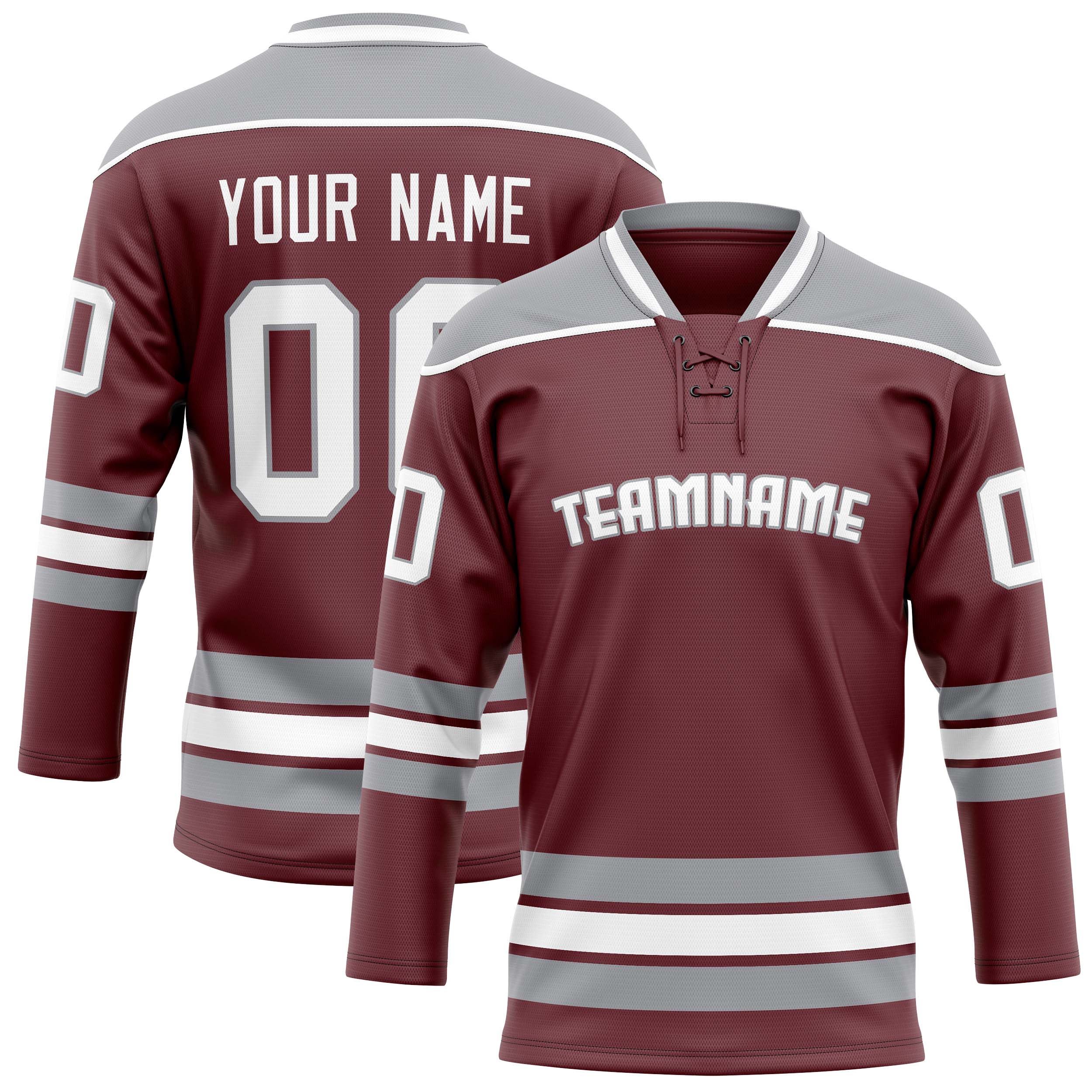 Maillot de hockey personnalisé marron et gris uni
