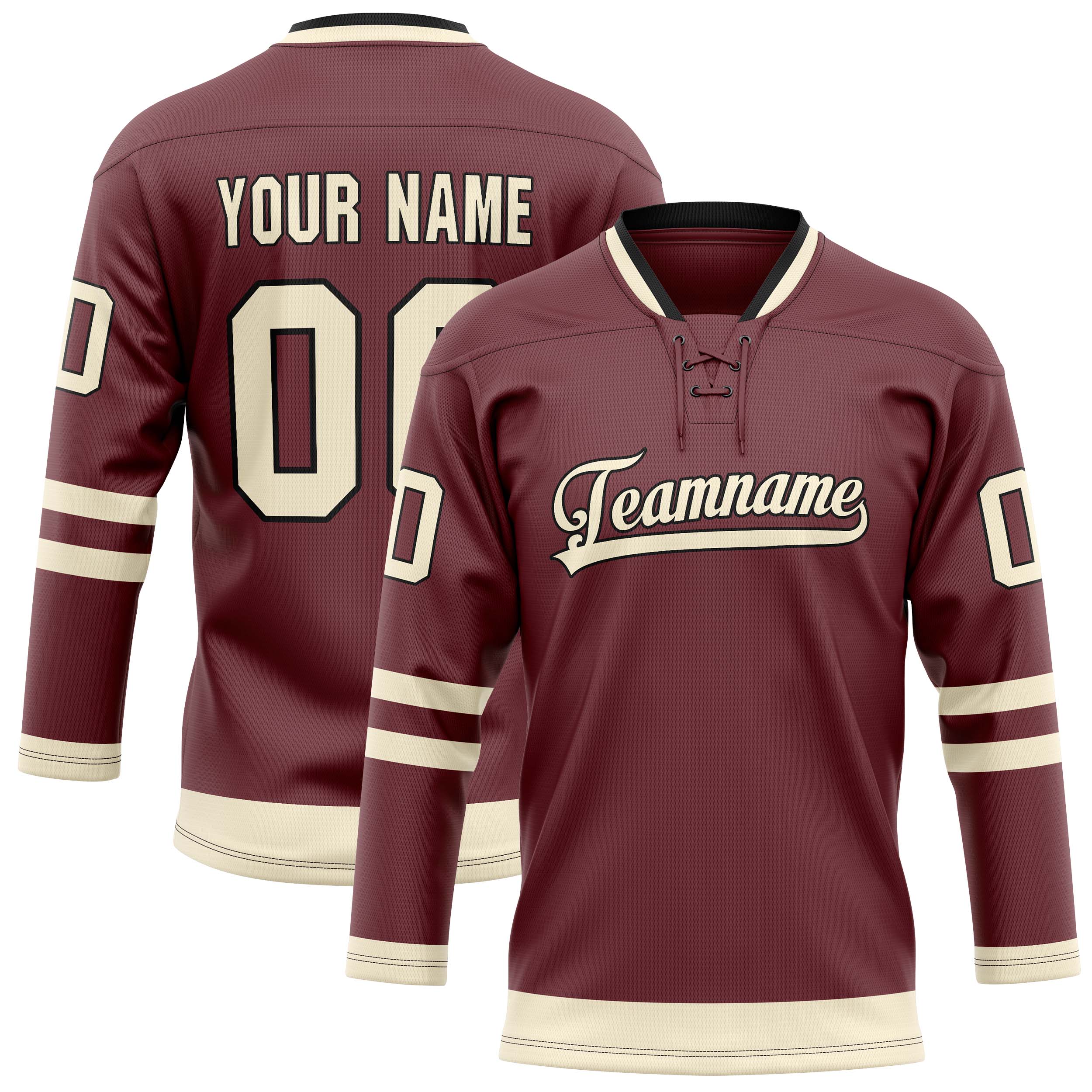 Maillot de hockey personnalisé marron crème uni