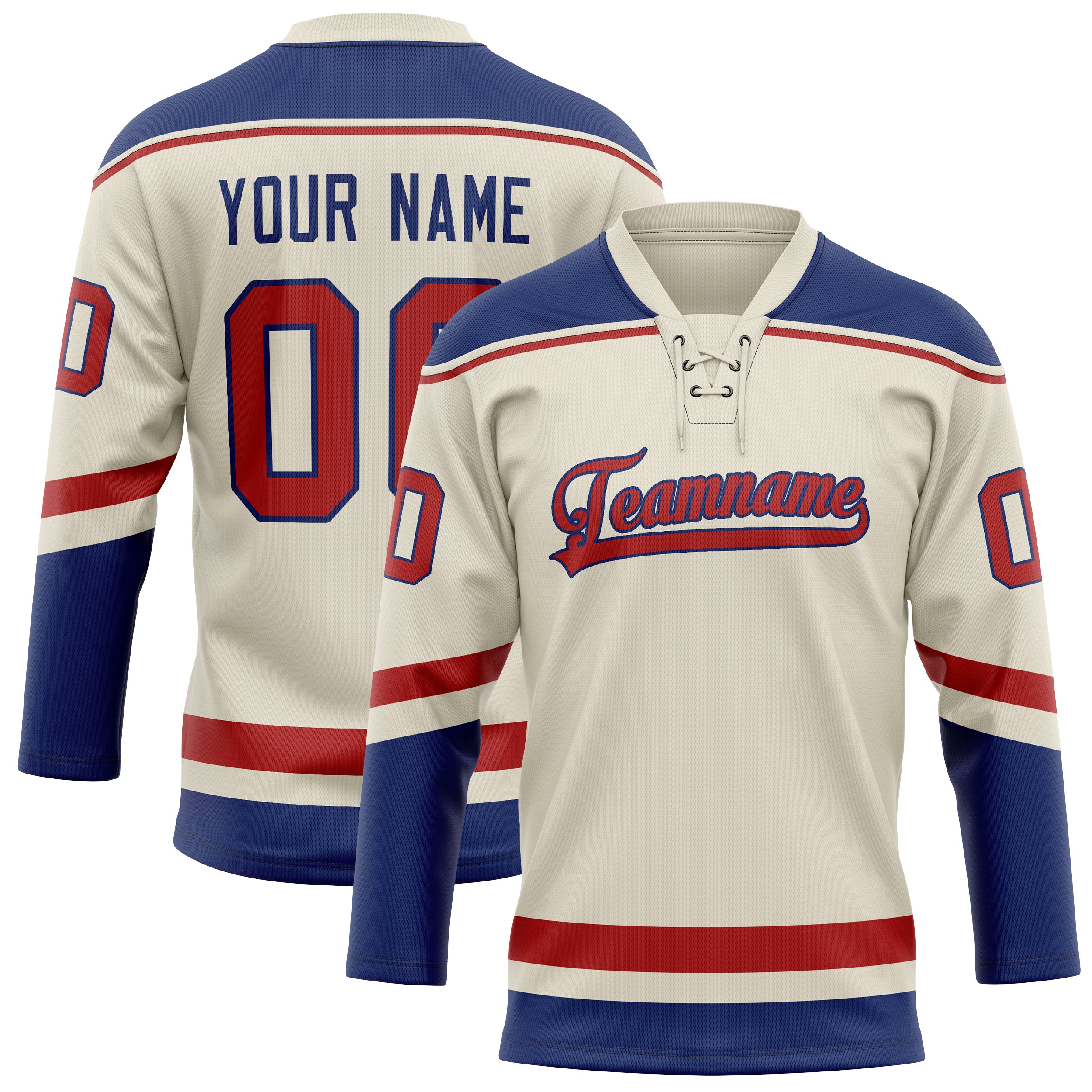 Maillot de hockey personnalisé crème royal uni