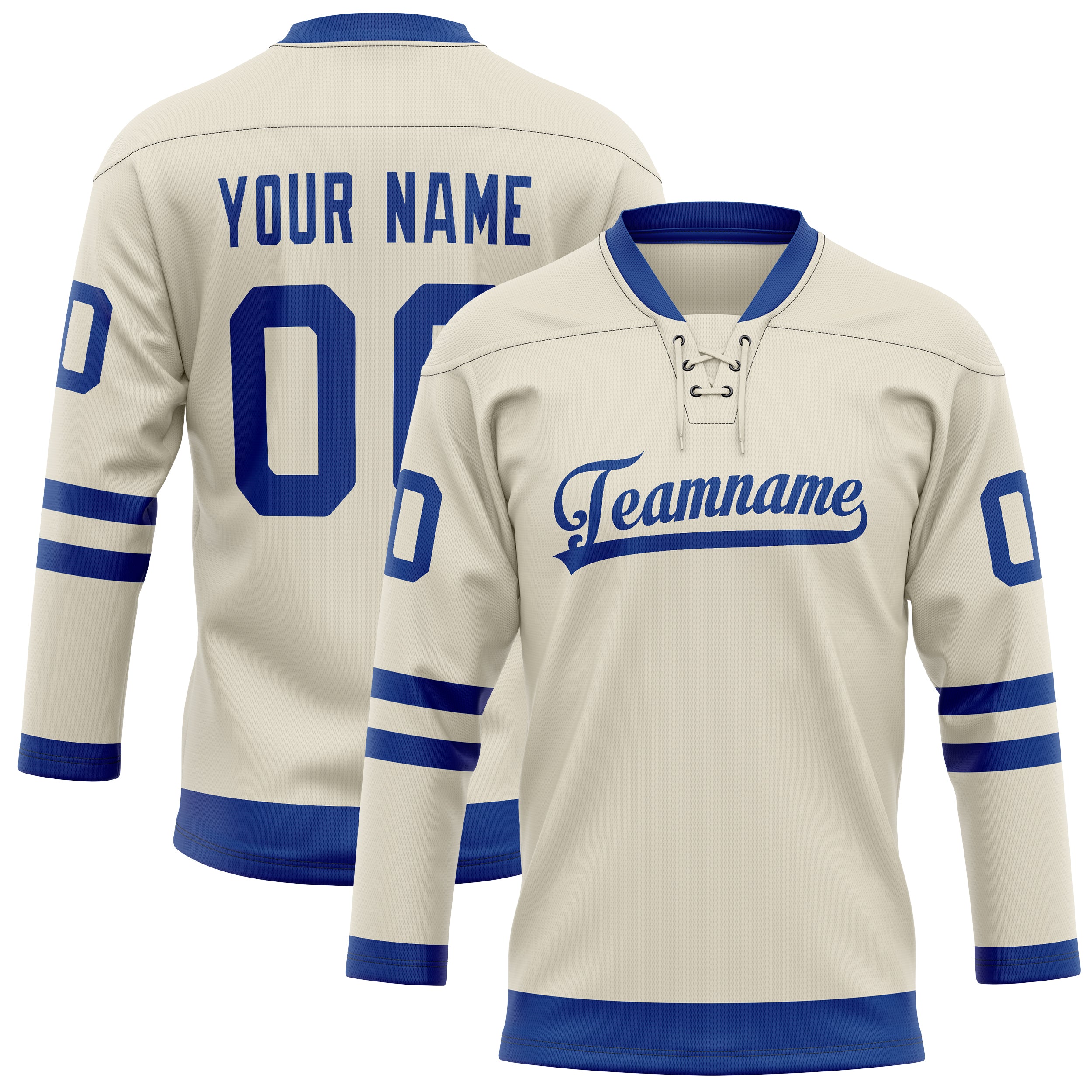 Maillot de hockey personnalisé crème royal uni
