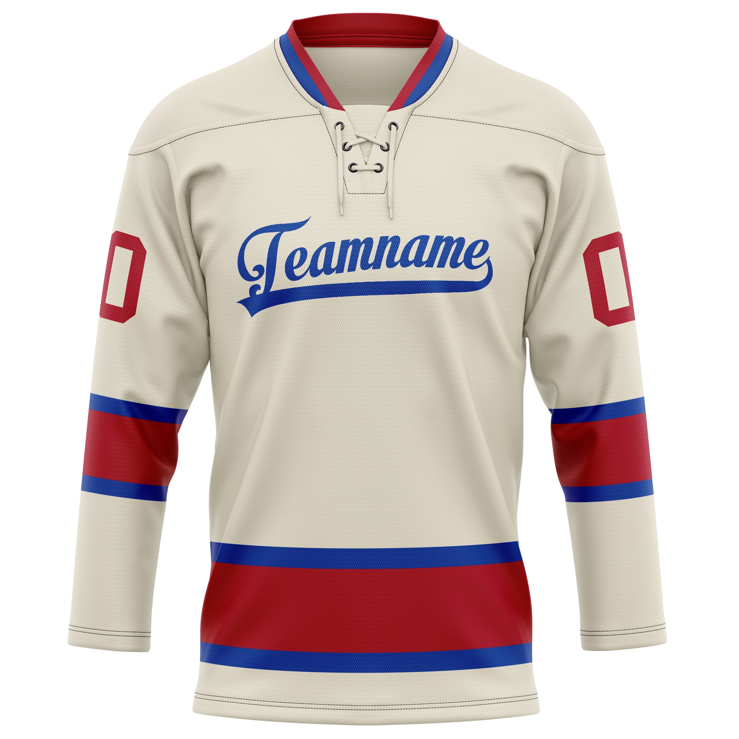Maillot de hockey personnalisé crème et rouge uni