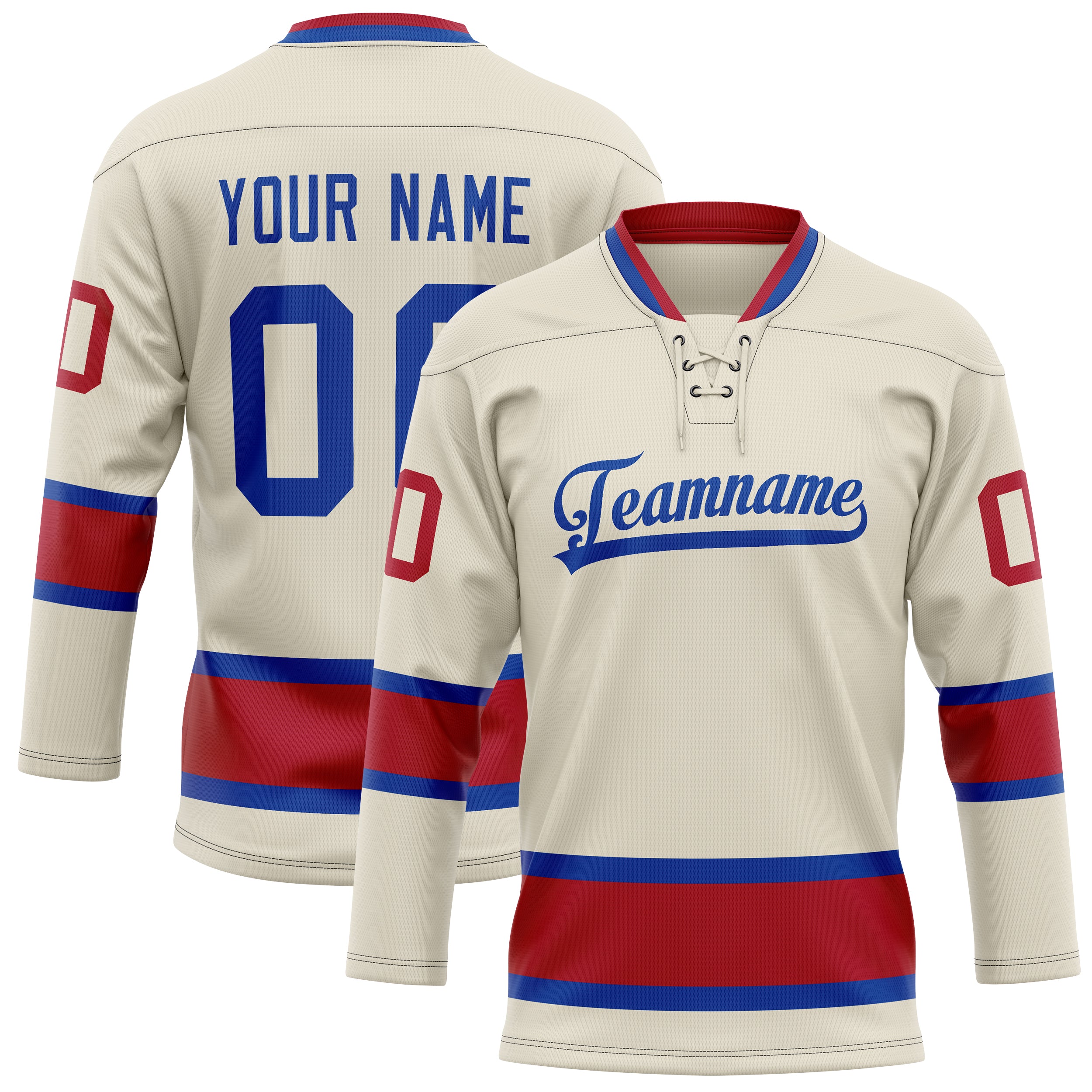Maillot de hockey personnalisé crème et rouge uni