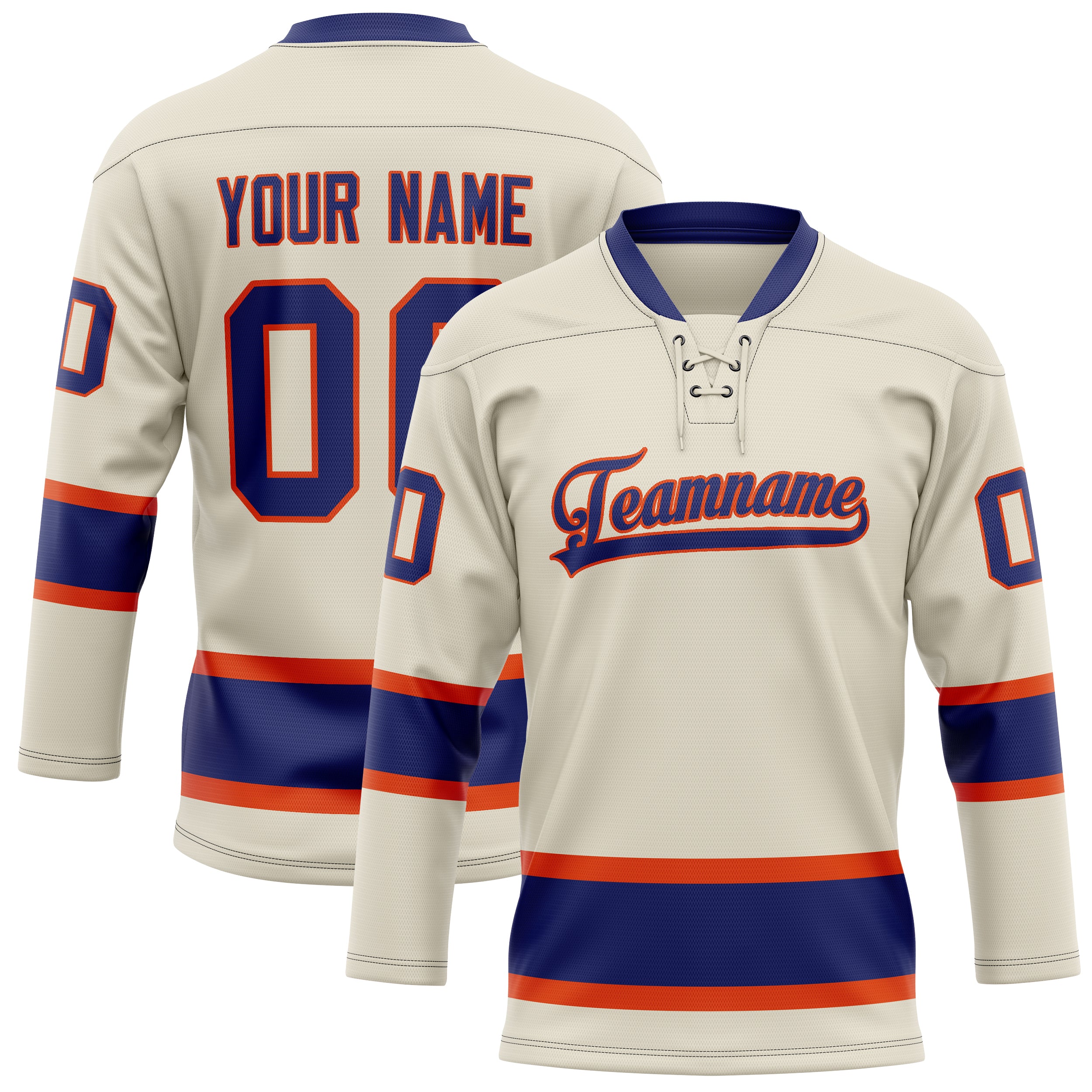 Maillot de hockey personnalisé crème marine uni