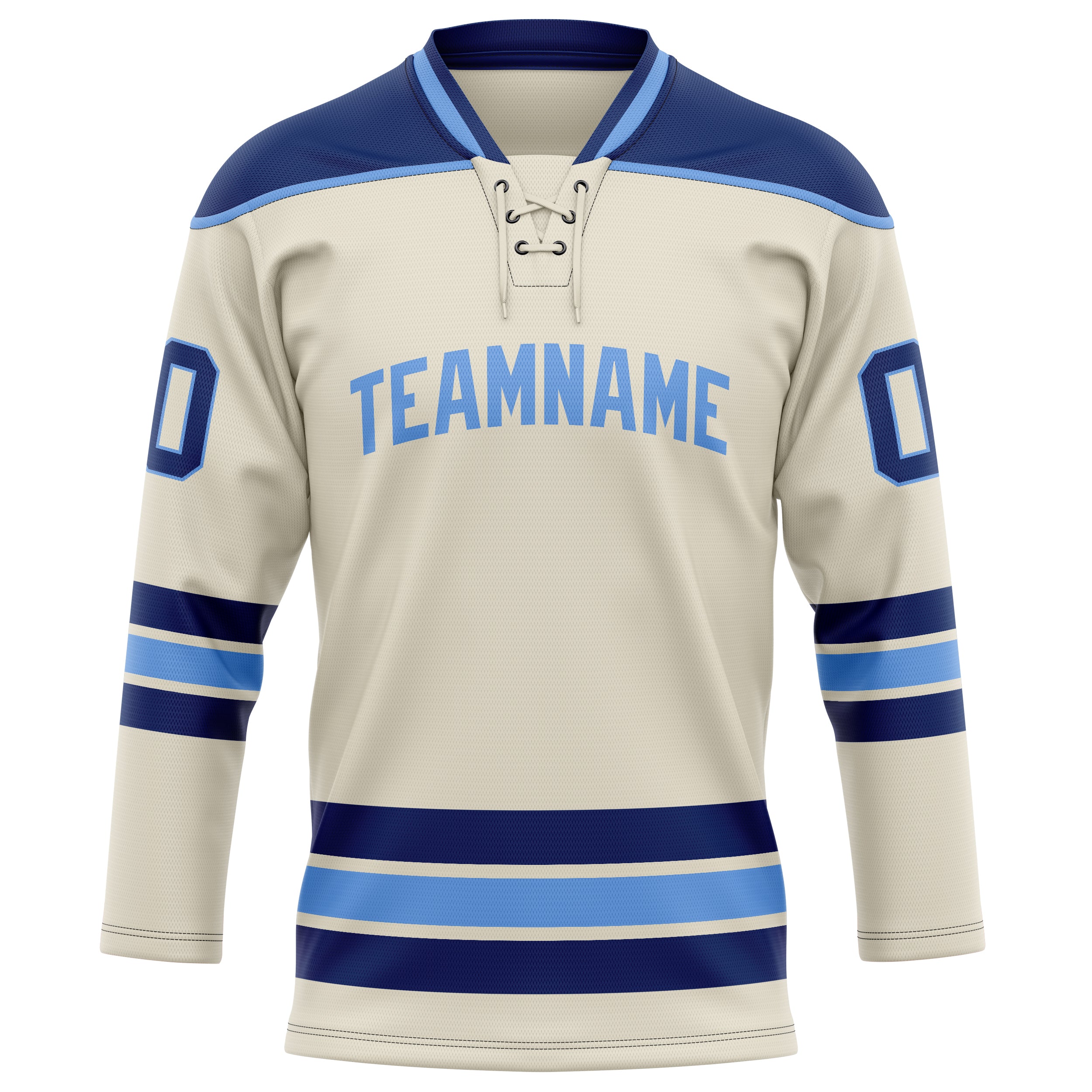 Maillot de hockey personnalisé crème marine uni