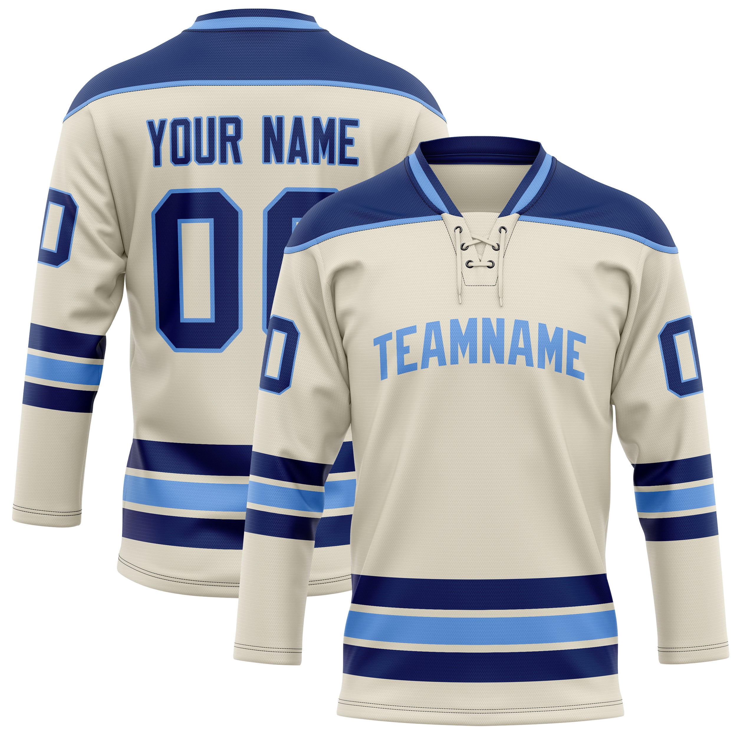 Maillot de hockey personnalisé crème marine uni