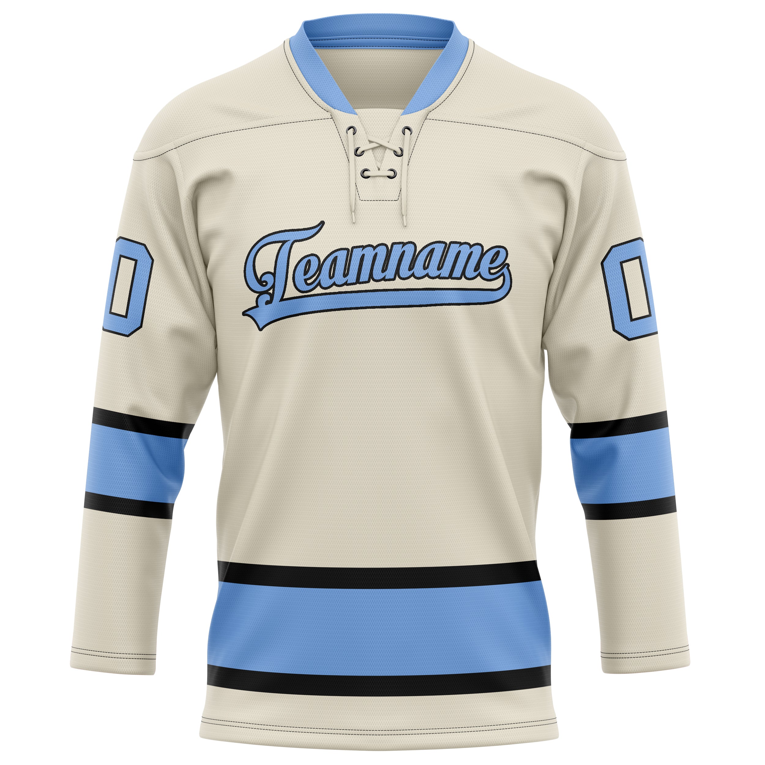 Maillot de hockey personnalisé crème et bleu clair uni