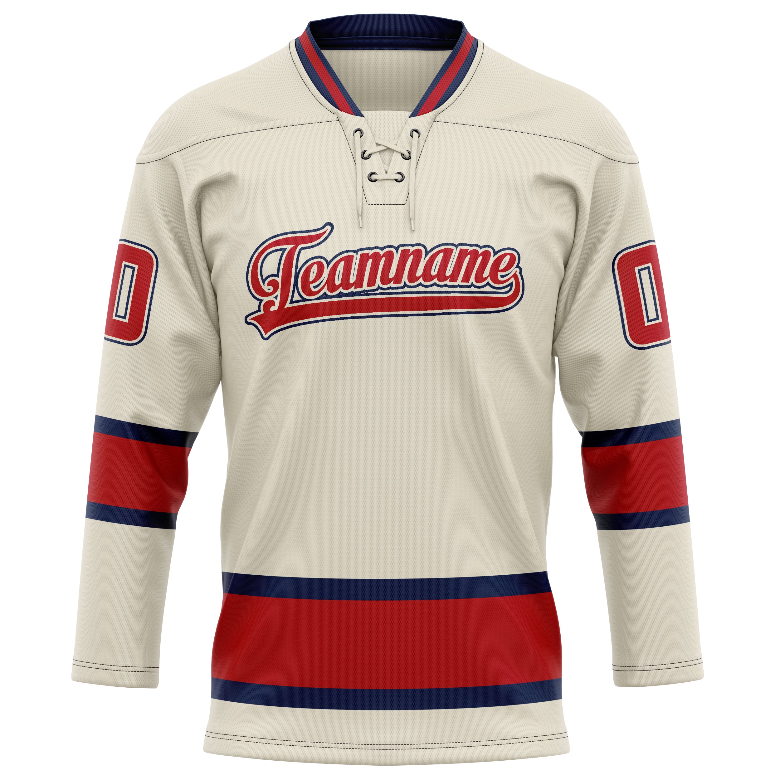 Maillot de hockey personnalisé crème et rouge uni