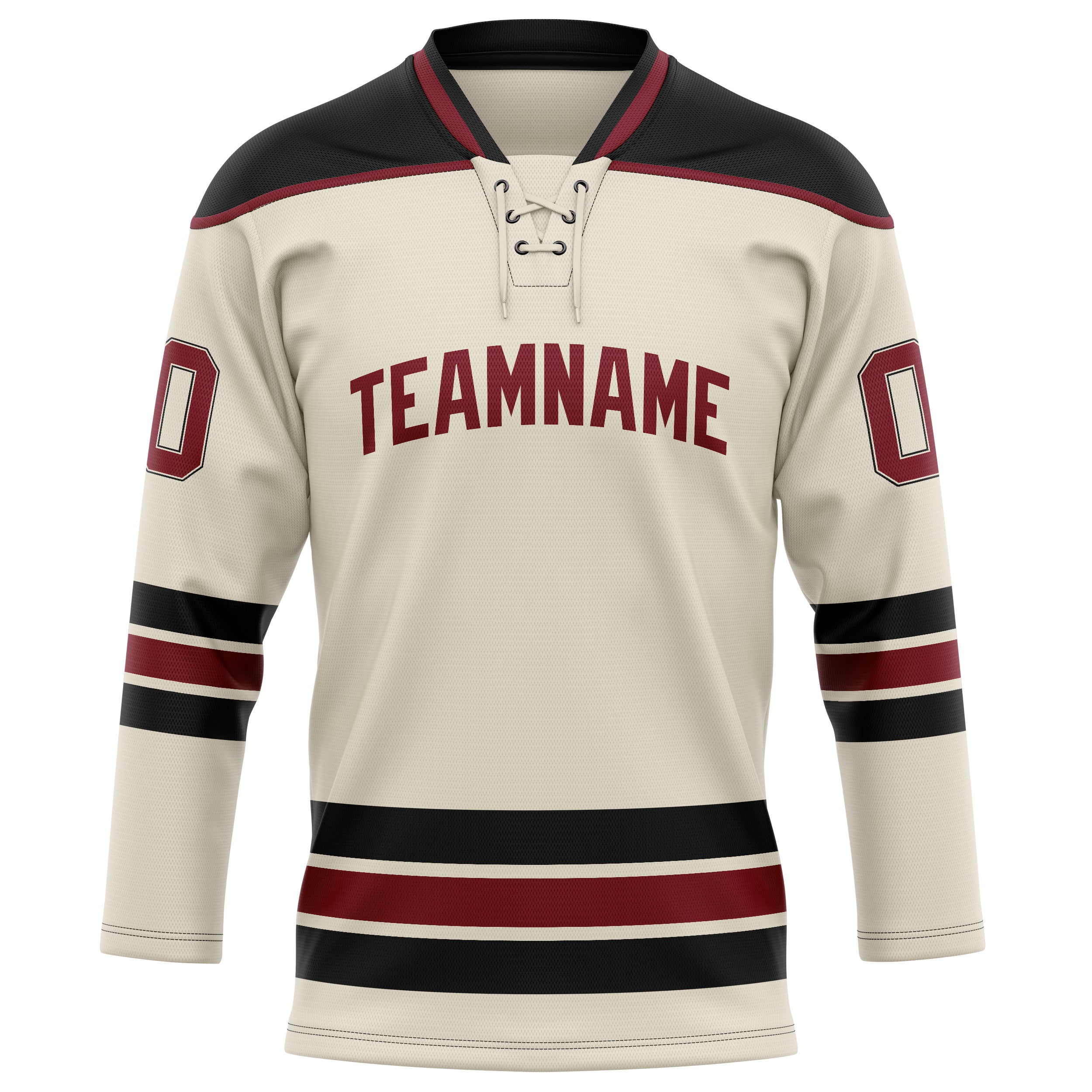 Maillot de hockey personnalisé crème et noir uni