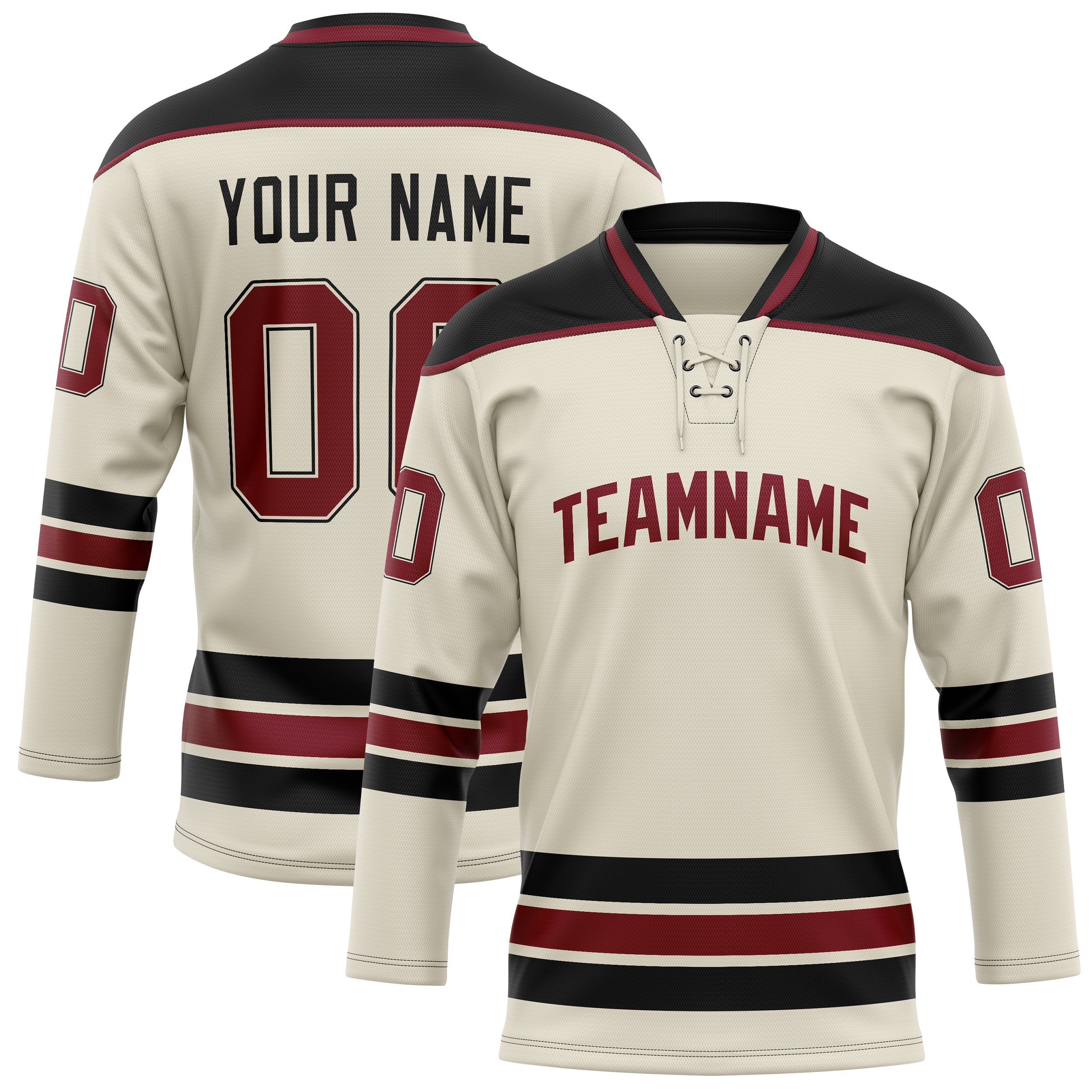 Maillot de hockey personnalisé crème et noir uni