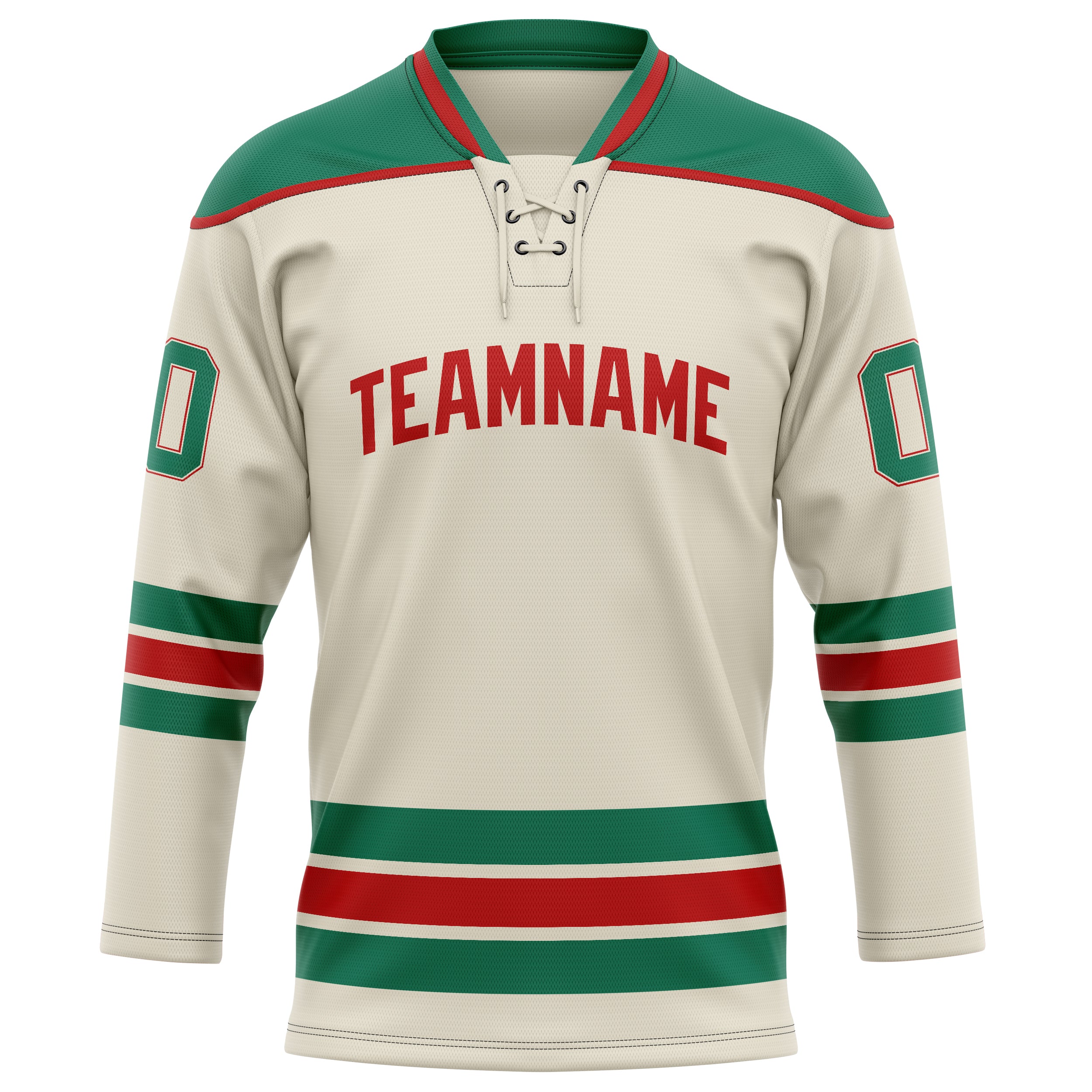Maillot de hockey personnalisé crème et vert Kelly uni