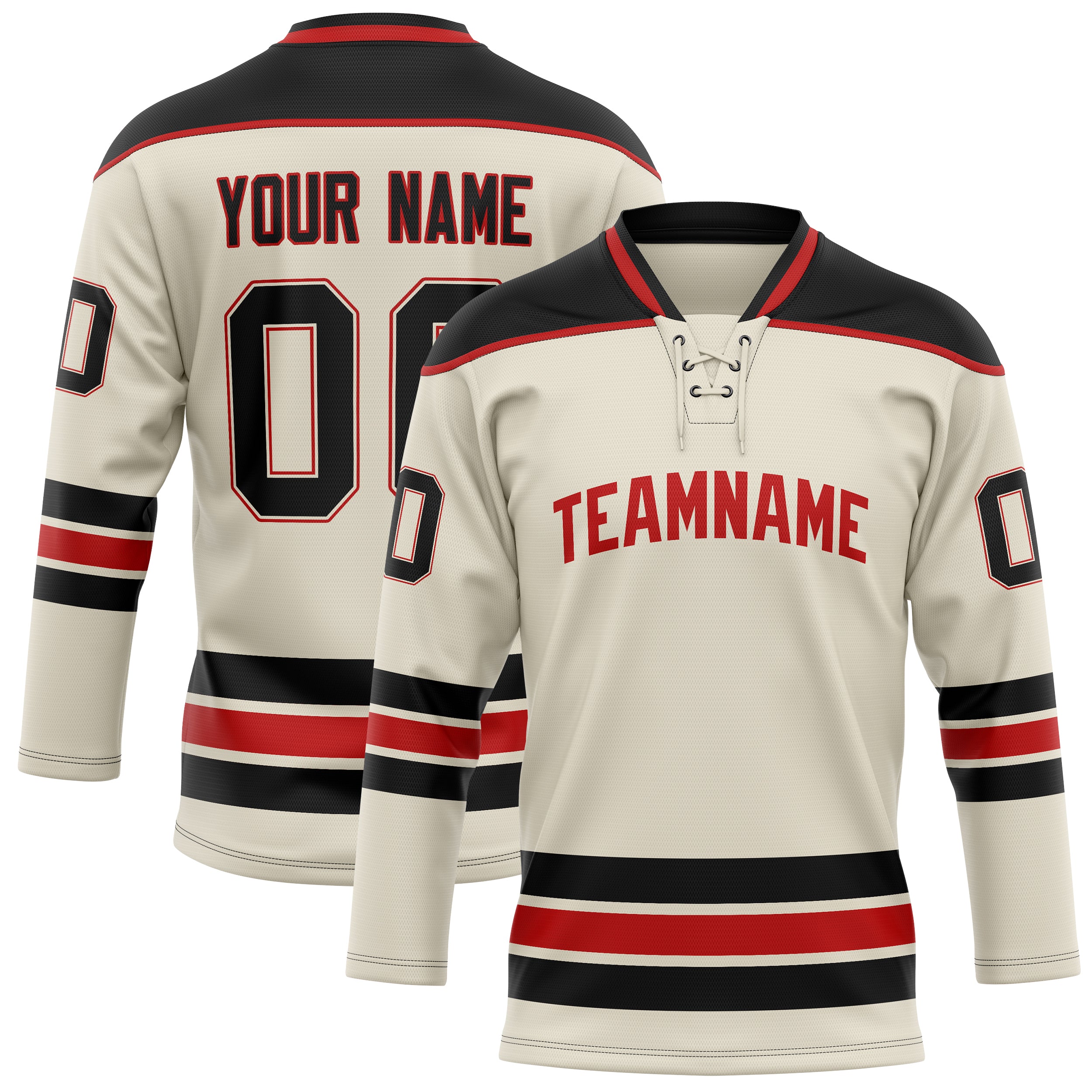 Maillot de hockey personnalisé crème et noir uni