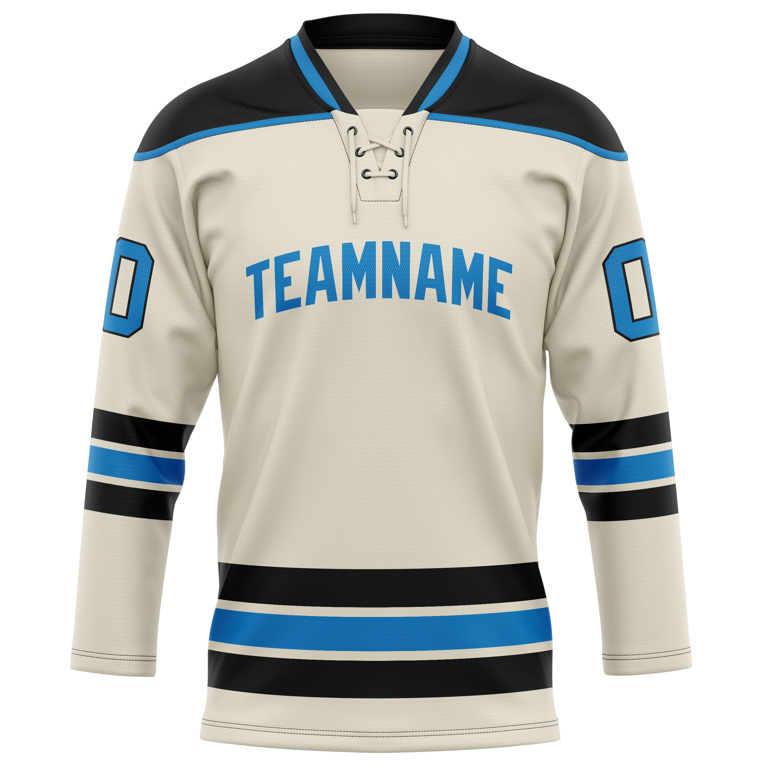 Maillot de hockey personnalisé crème bleu uni