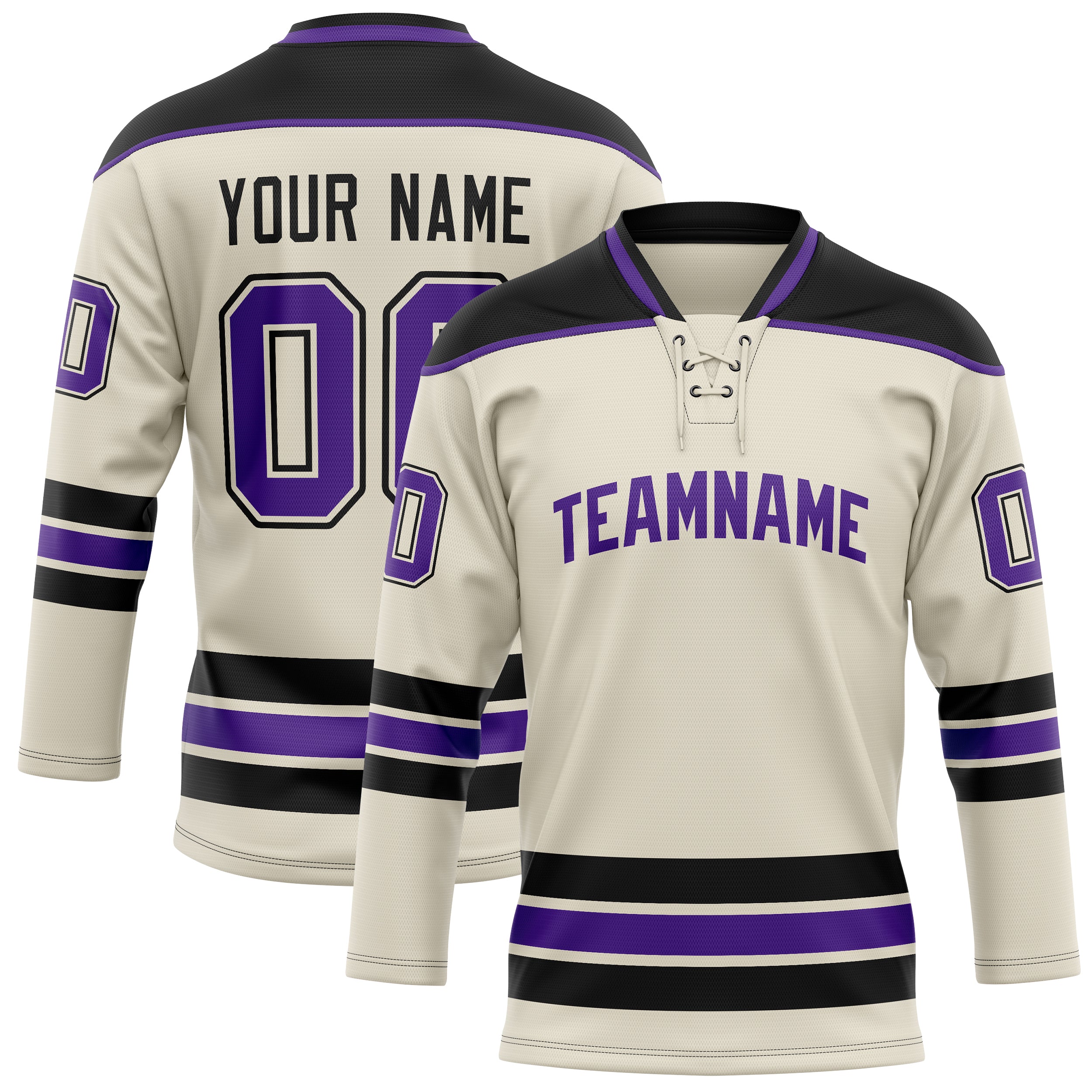 Maillot de hockey personnalisé crème violet uni