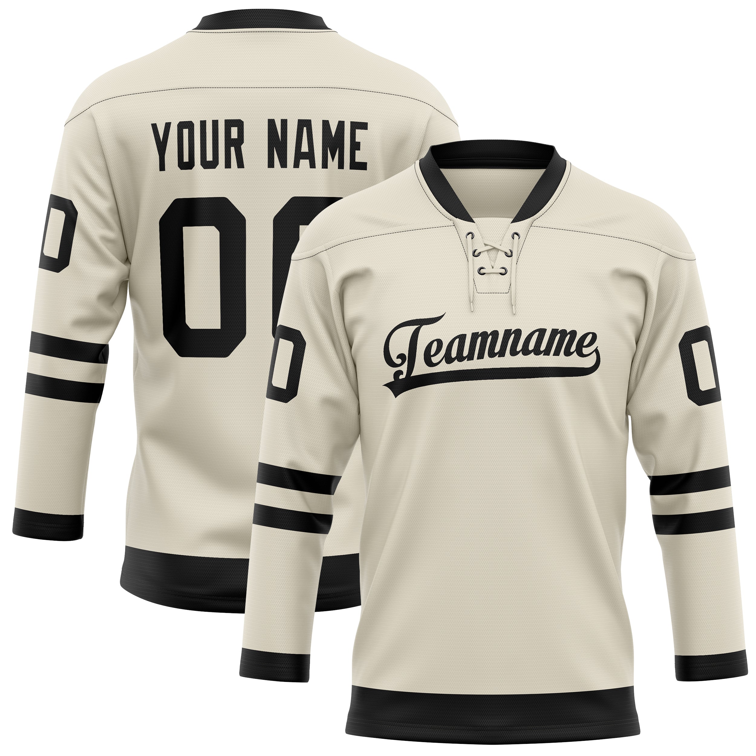 Maillot de hockey personnalisé crème et noir uni