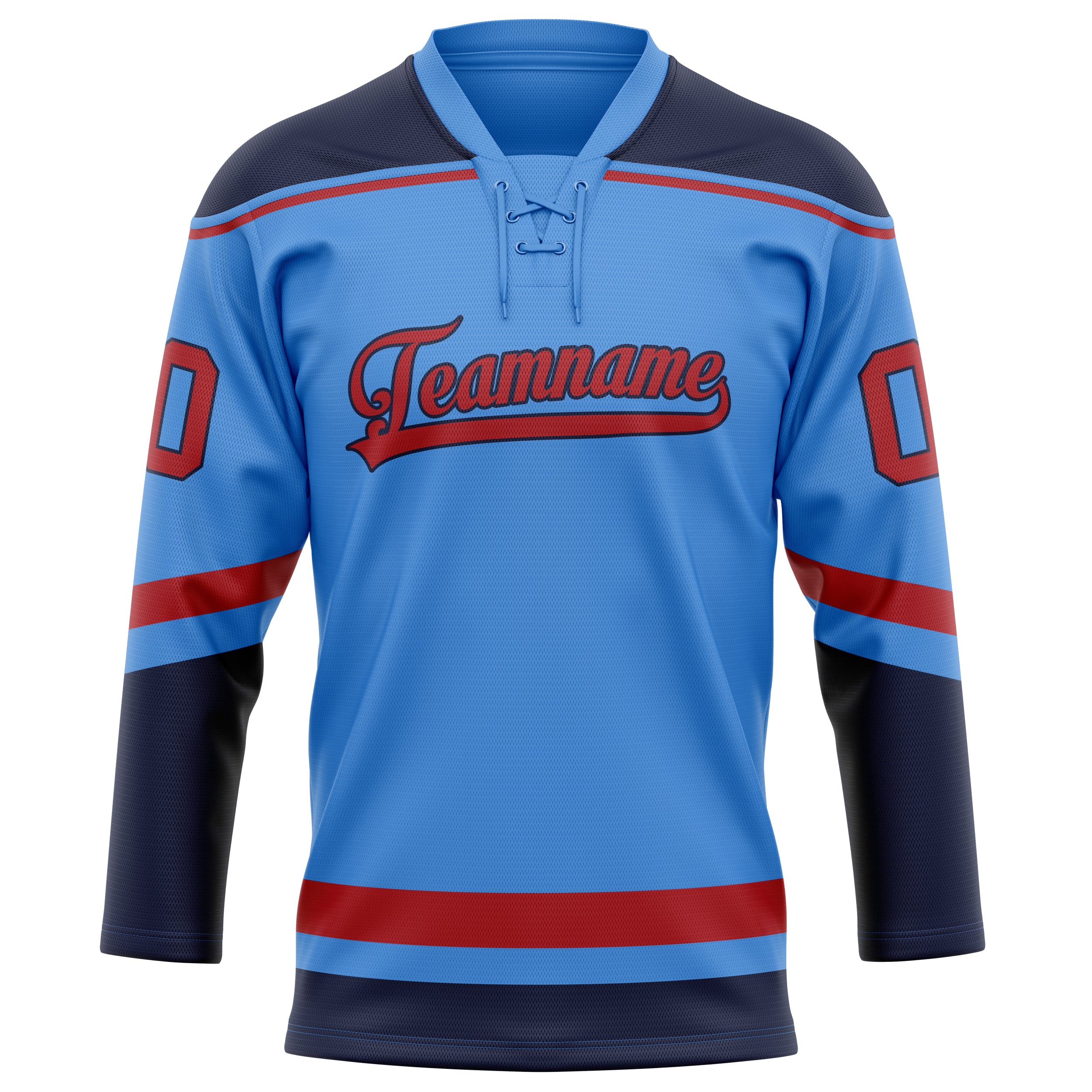Maillot de hockey personnalisé bleu électrique et rouge uni