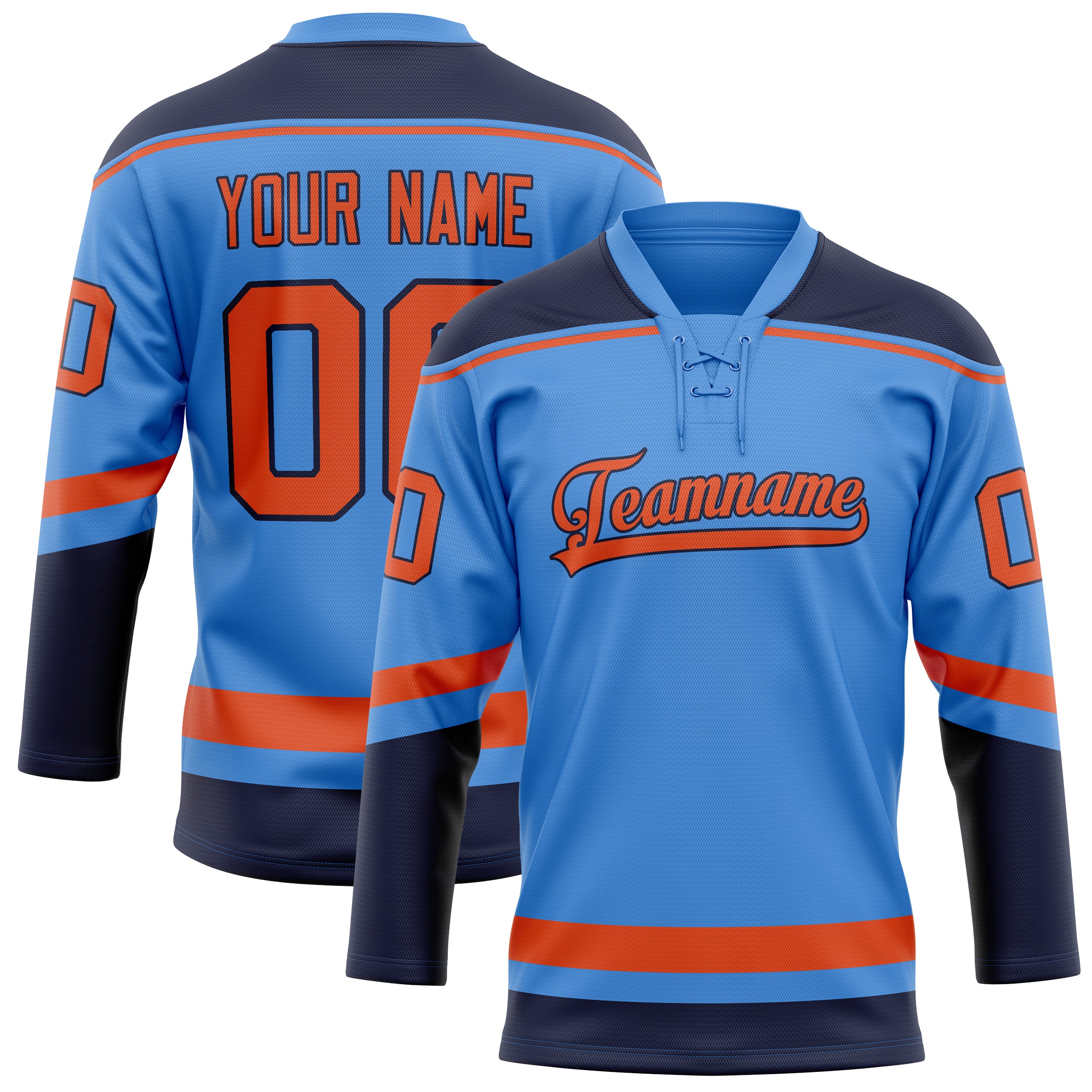 Maillot de hockey personnalisé bleu électrique et rouge uni