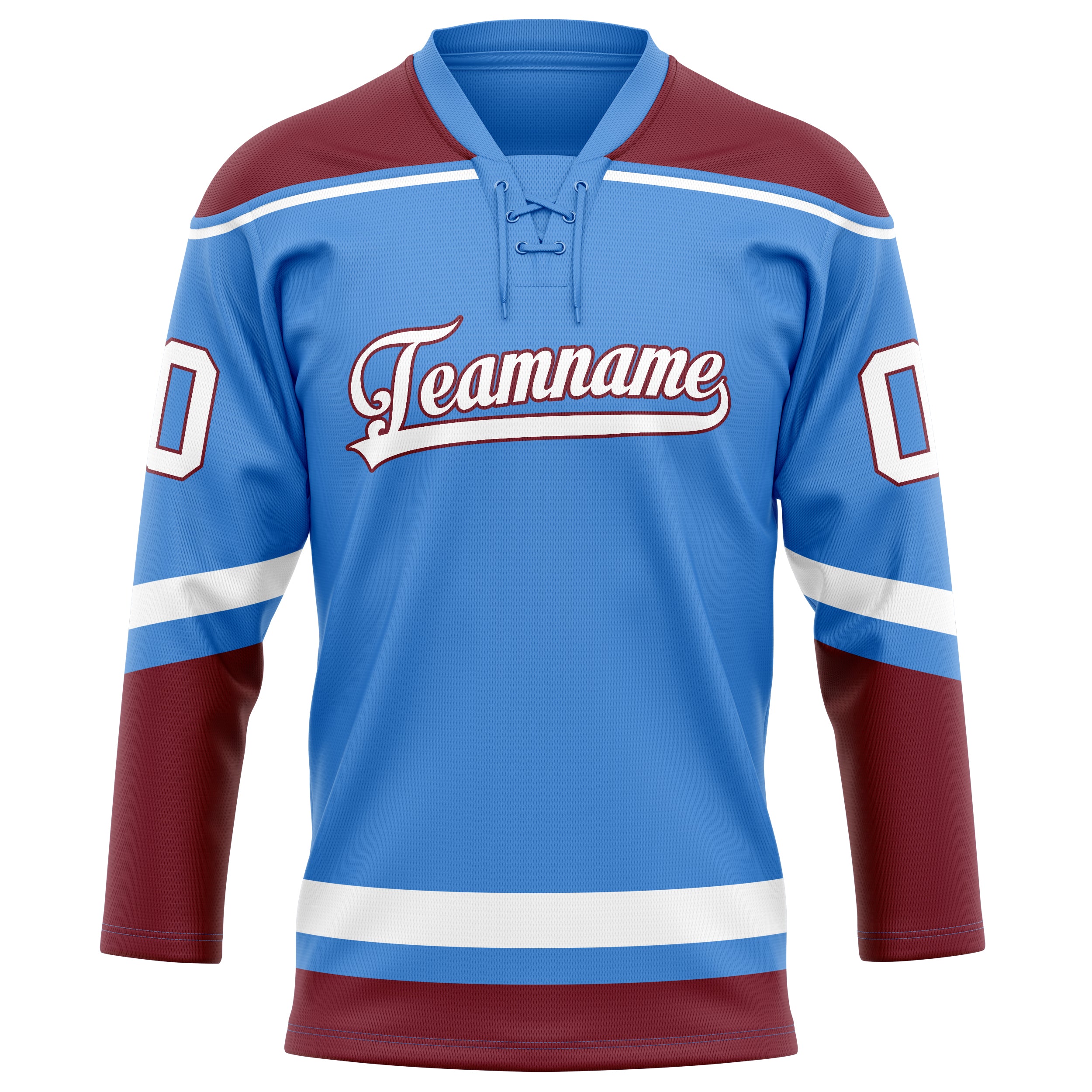 Maillot de hockey personnalisé bleu électrique et cramoisi uni