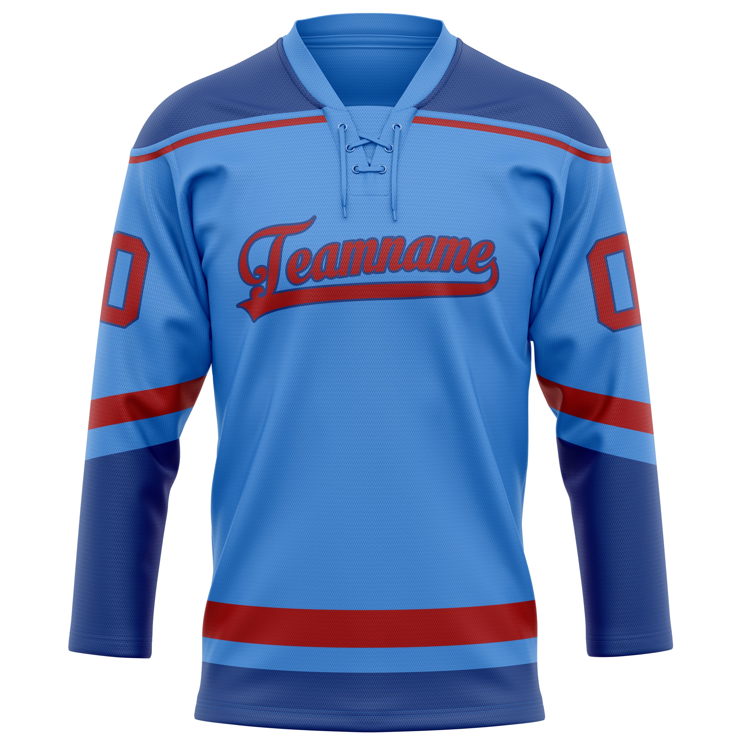 Maillot de hockey personnalisé bleu électrique et rouge uni