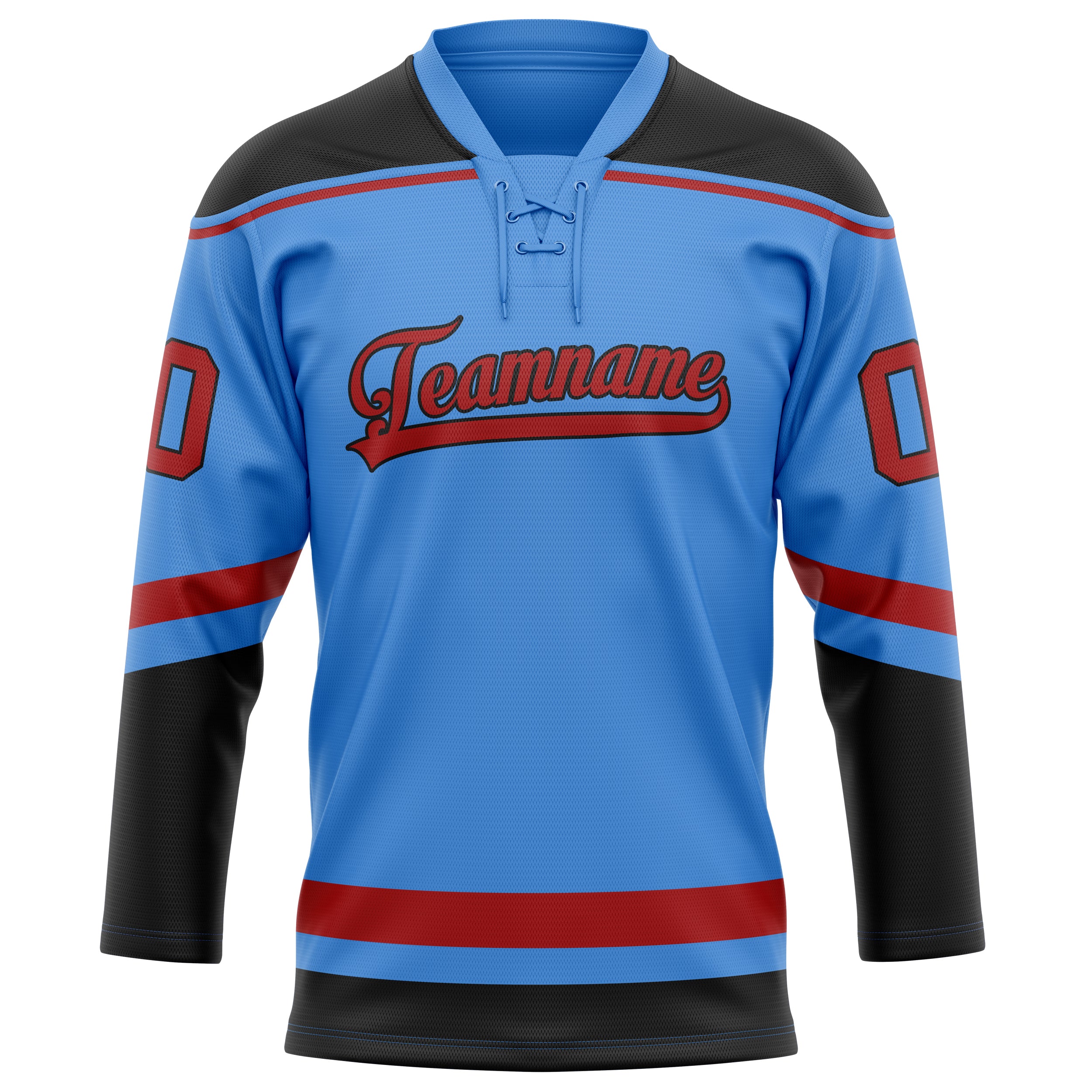 Maillot de hockey personnalisé bleu électrique et rouge uni