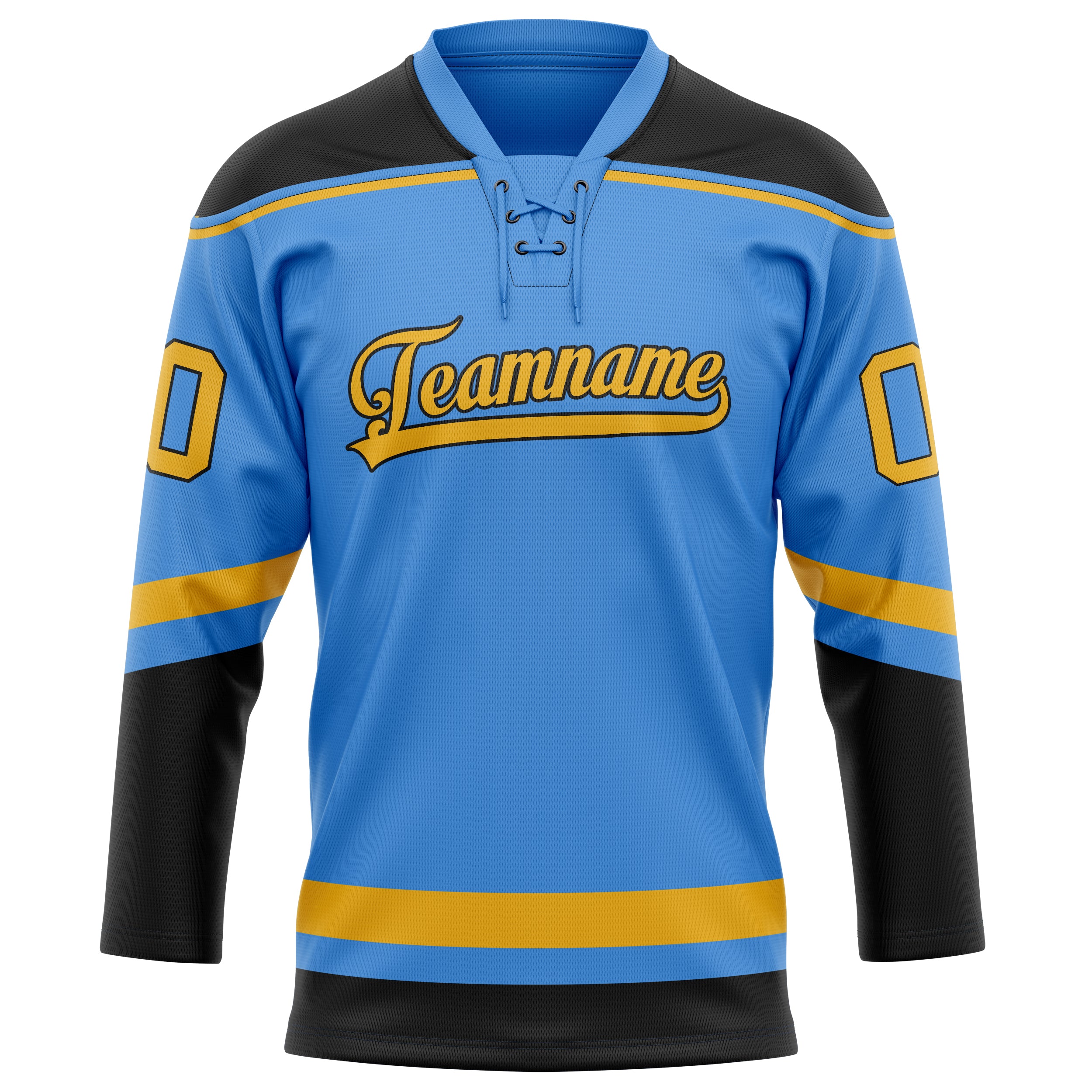 Maillot de hockey personnalisé bleu électrique et or uni