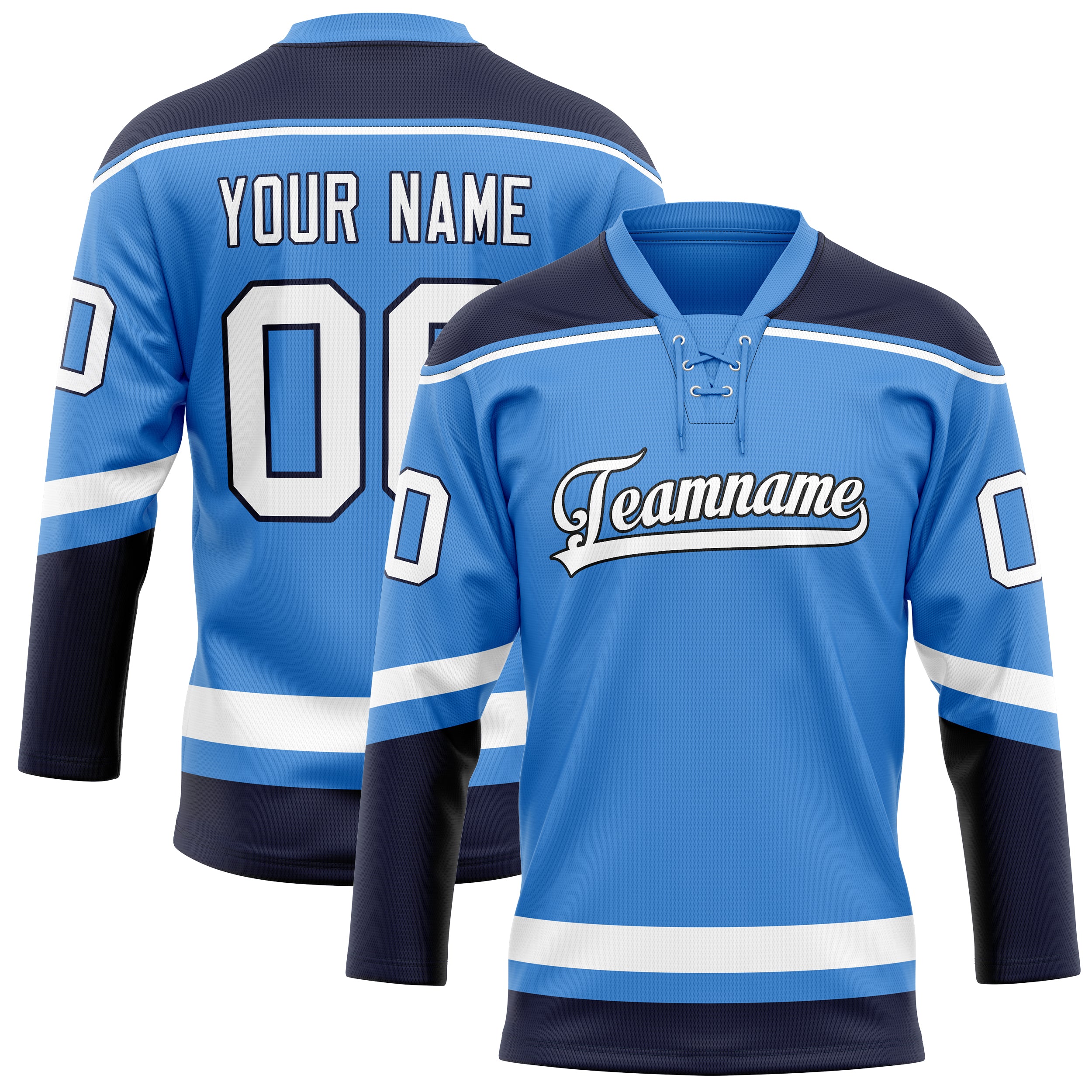 Maillot de hockey personnalisé bleu électrique et blanc uni