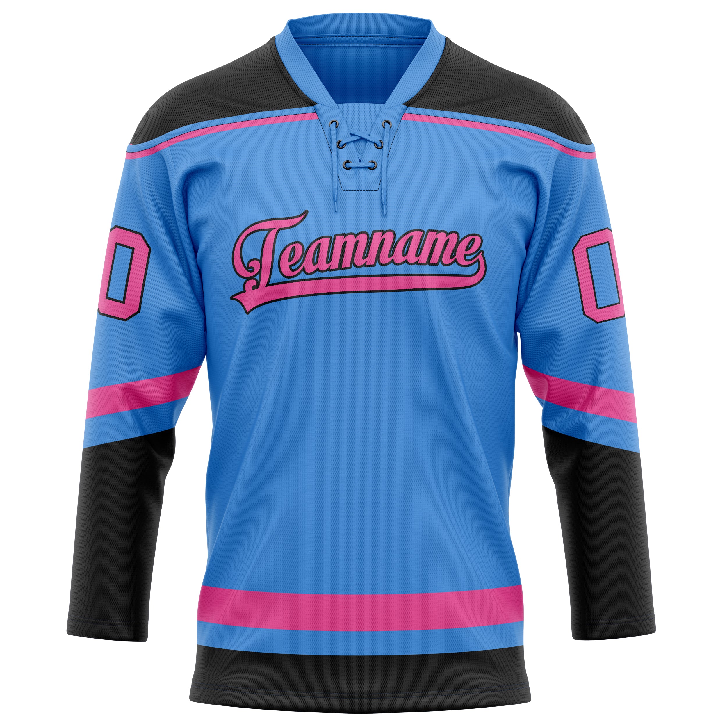 Maillot de hockey personnalisé bleu électrique et rose uni