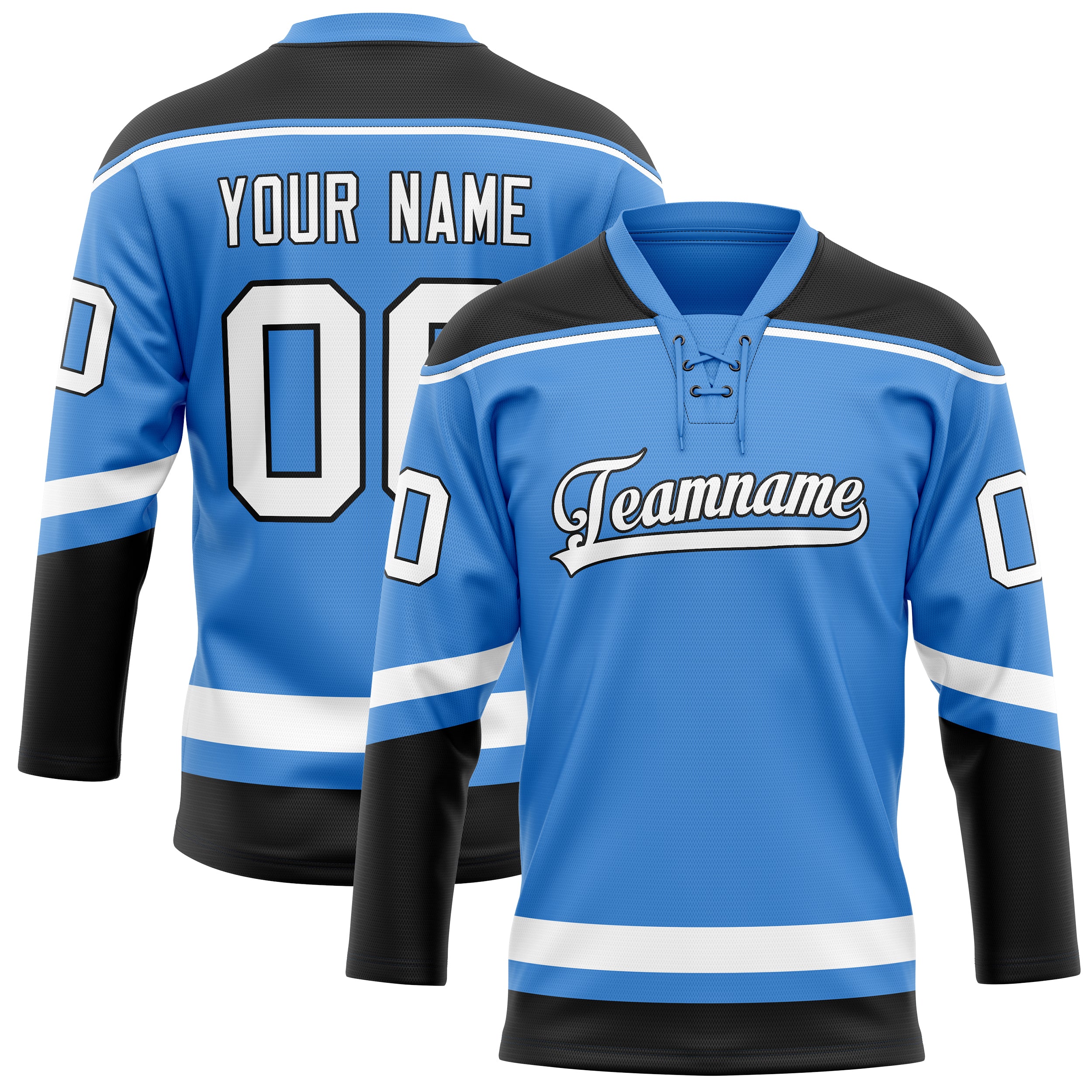 Maillot de hockey personnalisé bleu électrique et blanc uni