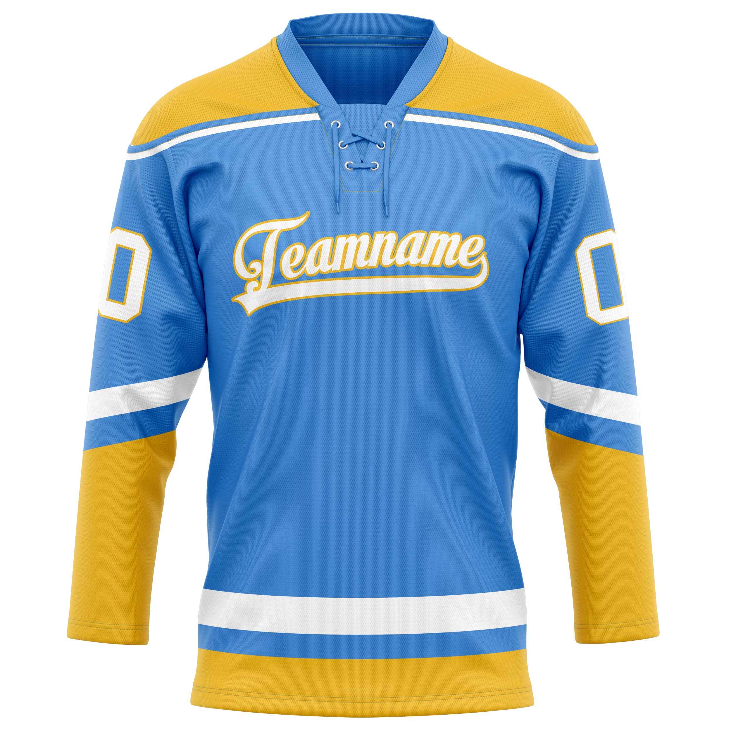 Maillot de hockey personnalisé bleu électrique et or uni