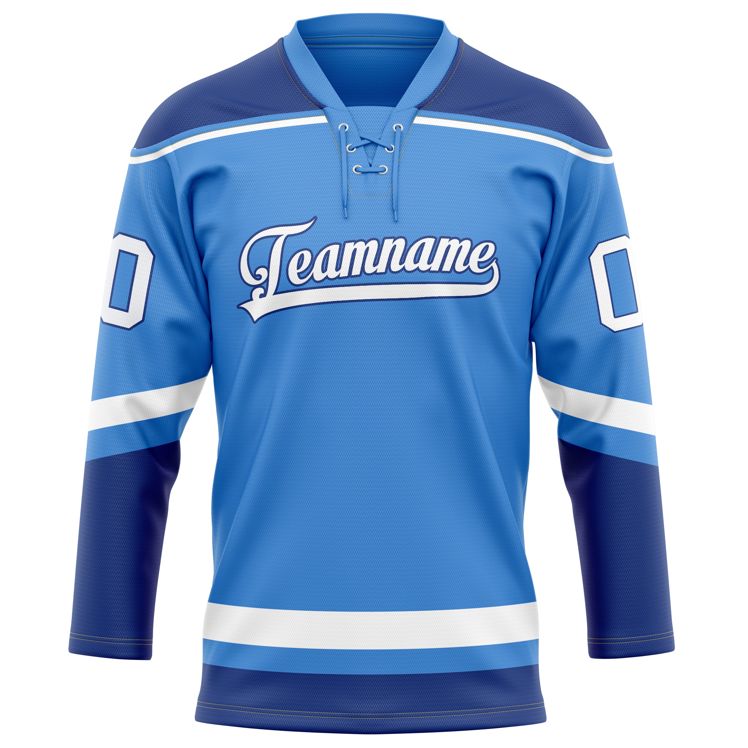 Maillot de hockey personnalisé bleu électrique et marine uni