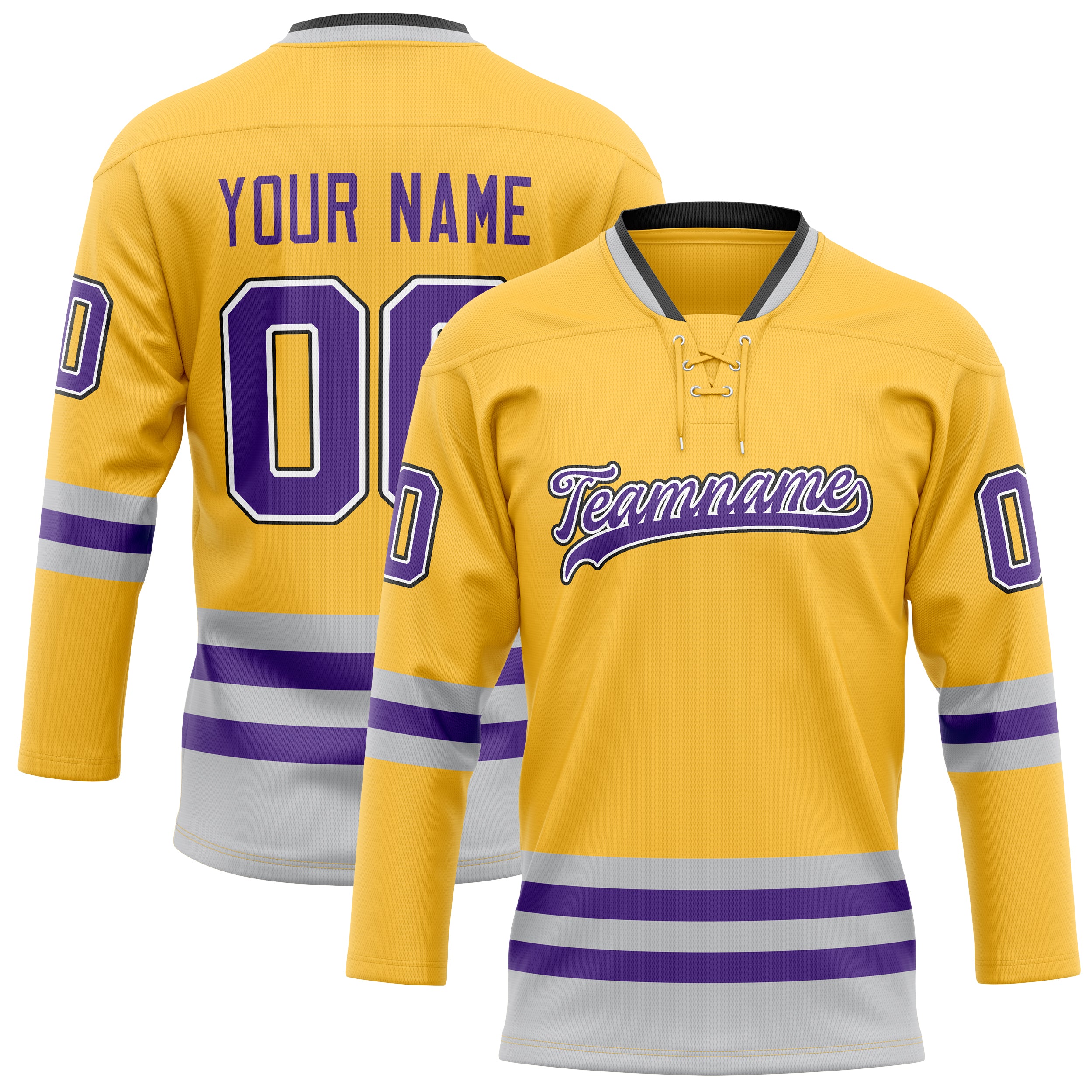 Maillot de hockey personnalisé or et violet uni