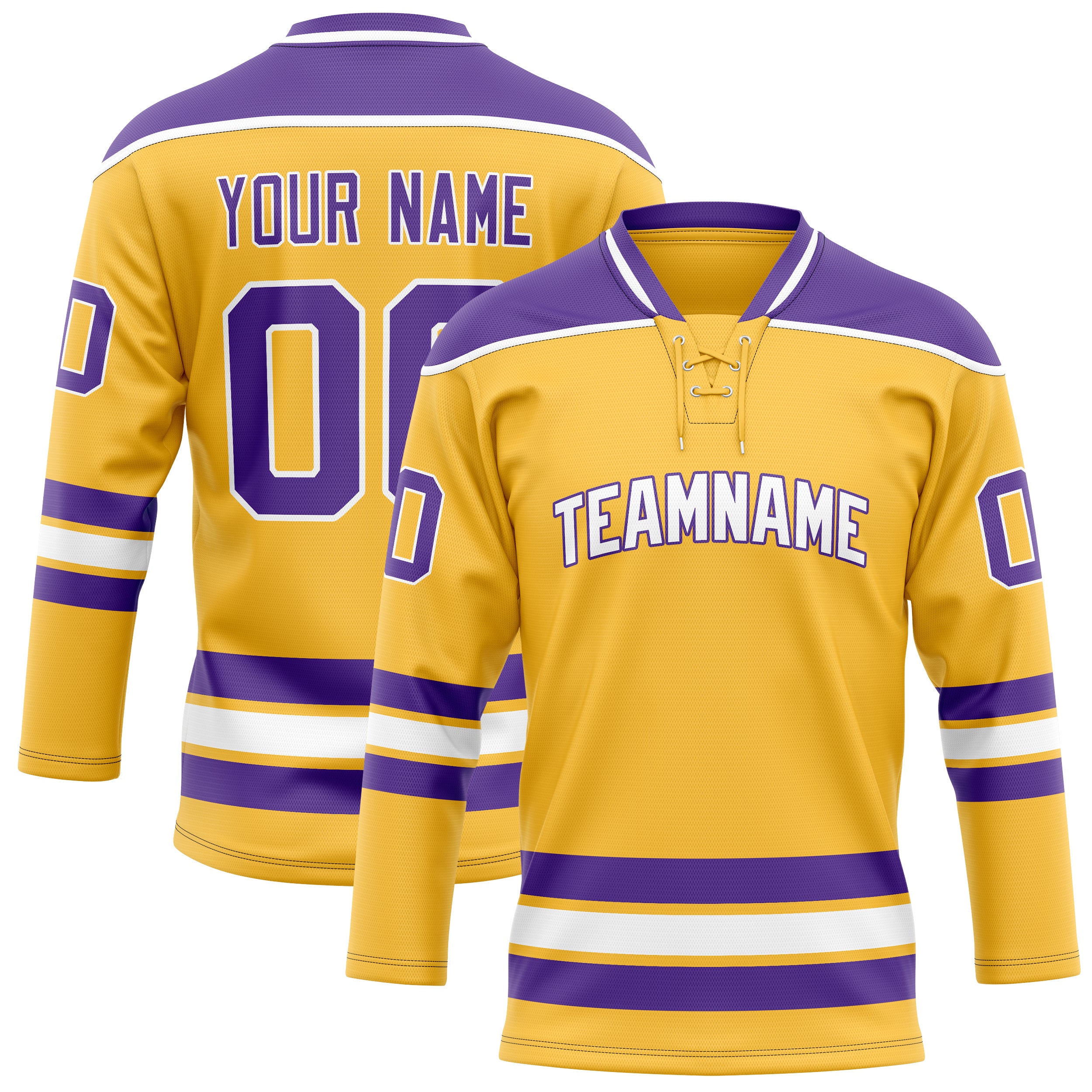 Maillot de hockey personnalisé or et violet uni