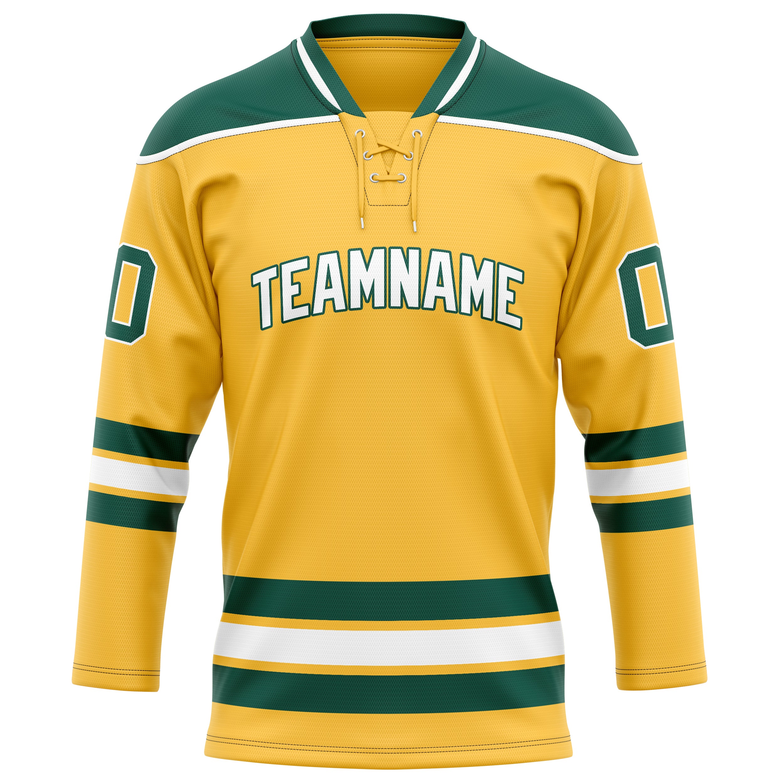 Maillot de hockey personnalisé or et vert Kelly uni