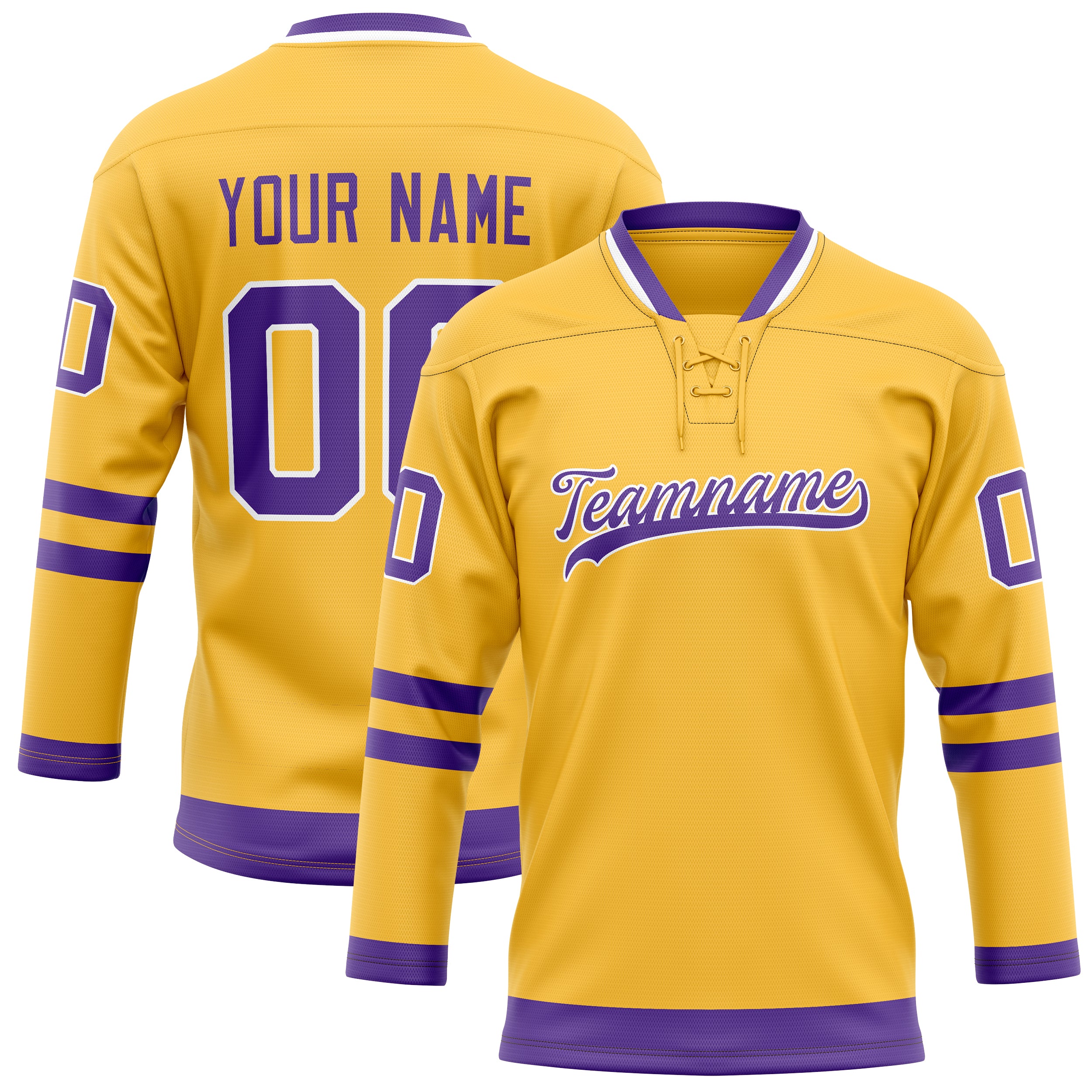 Maillot de hockey personnalisé or et violet uni