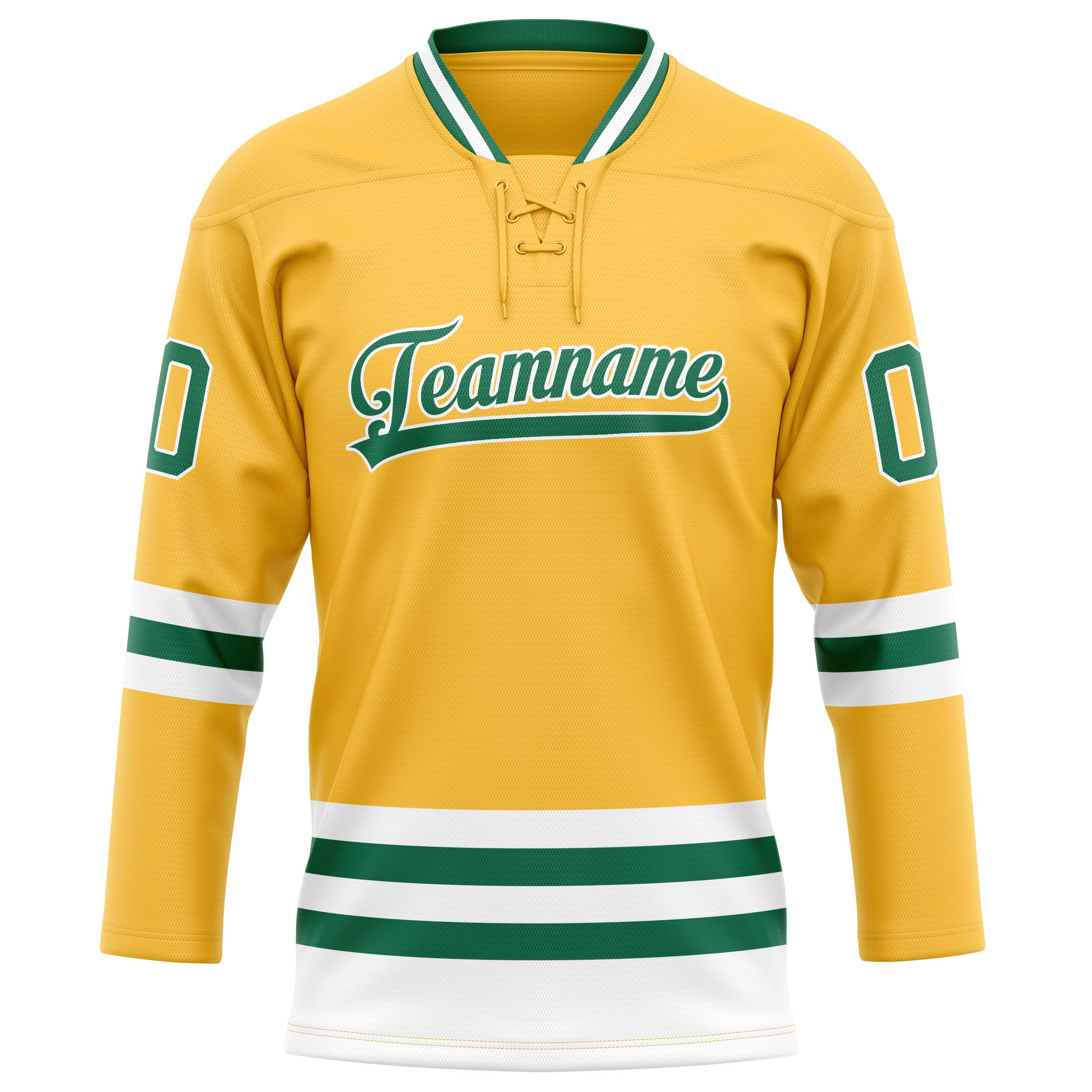 Maillot de hockey personnalisé or et vert Kelly uni