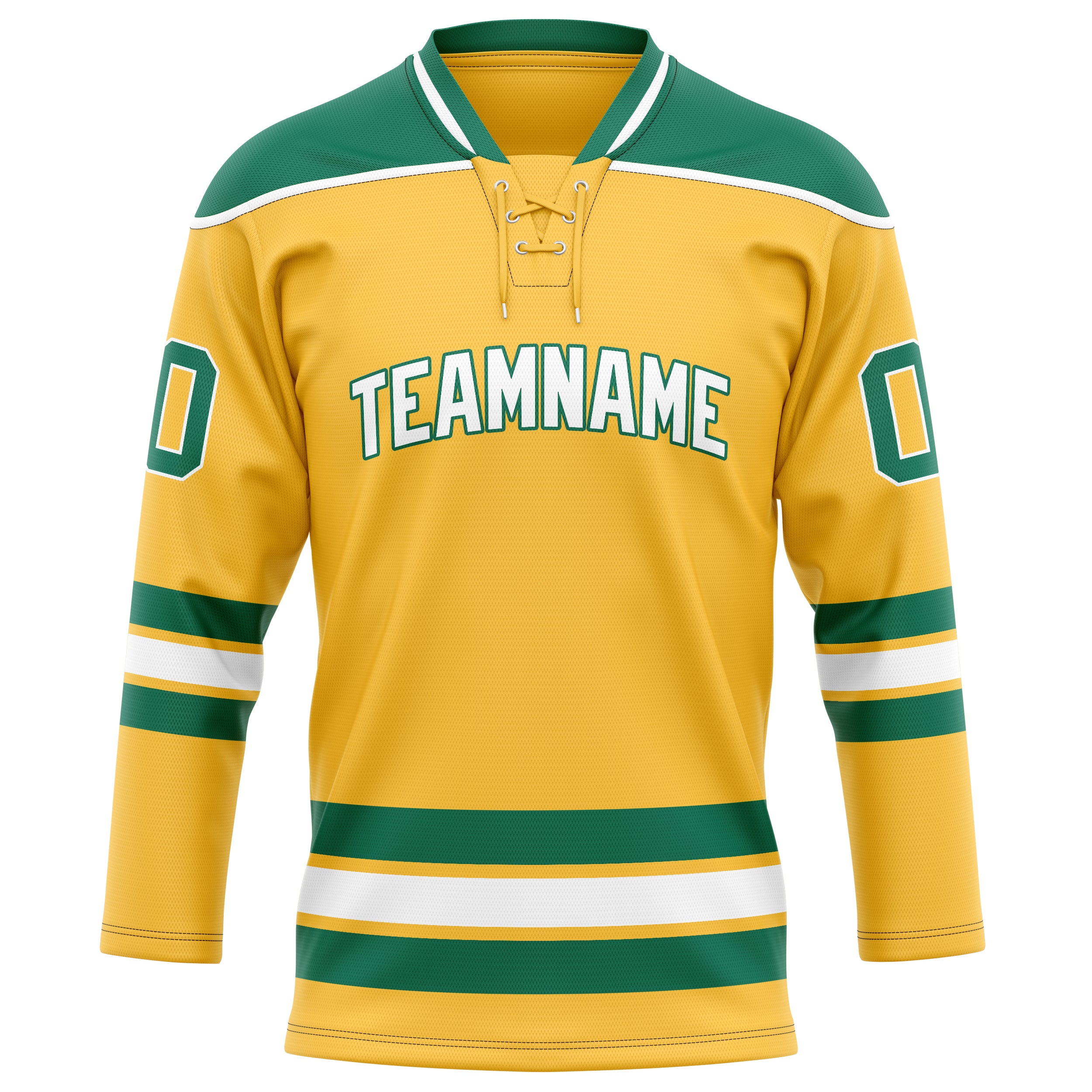 Maillot de hockey personnalisé or et vert Kelly uni