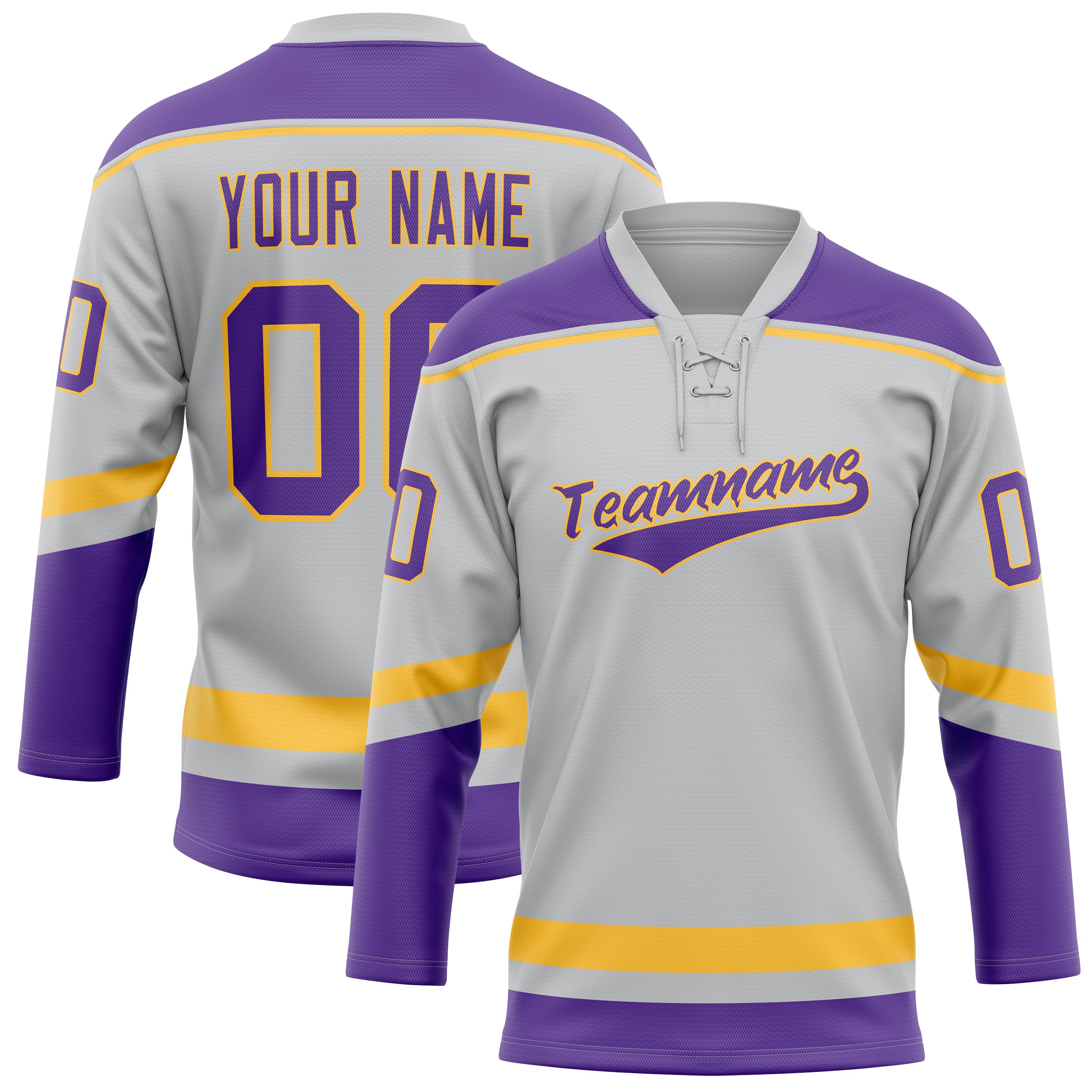 Maillot de hockey personnalisé gris et violet uni