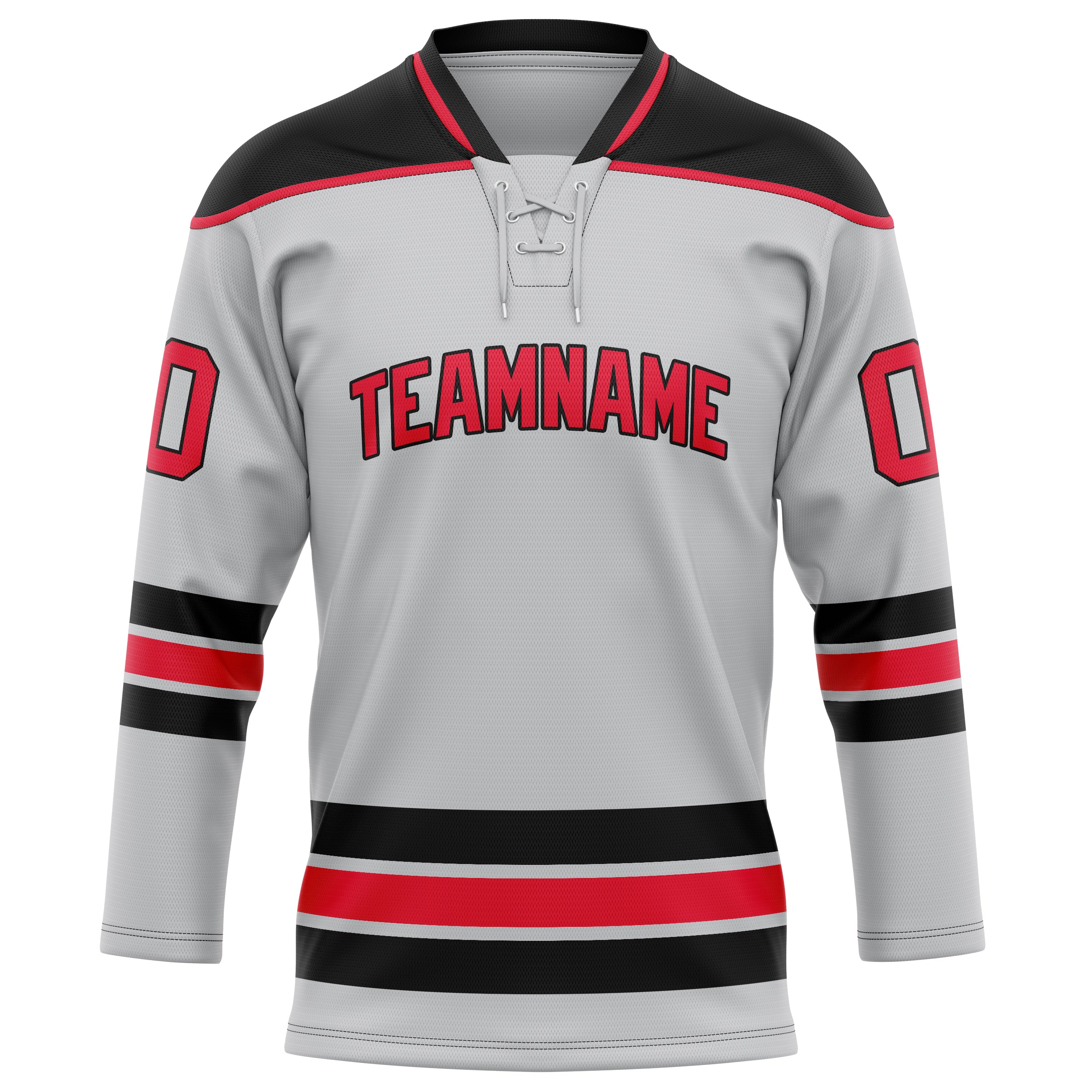 Maillot de hockey personnalisé gris et rouge uni