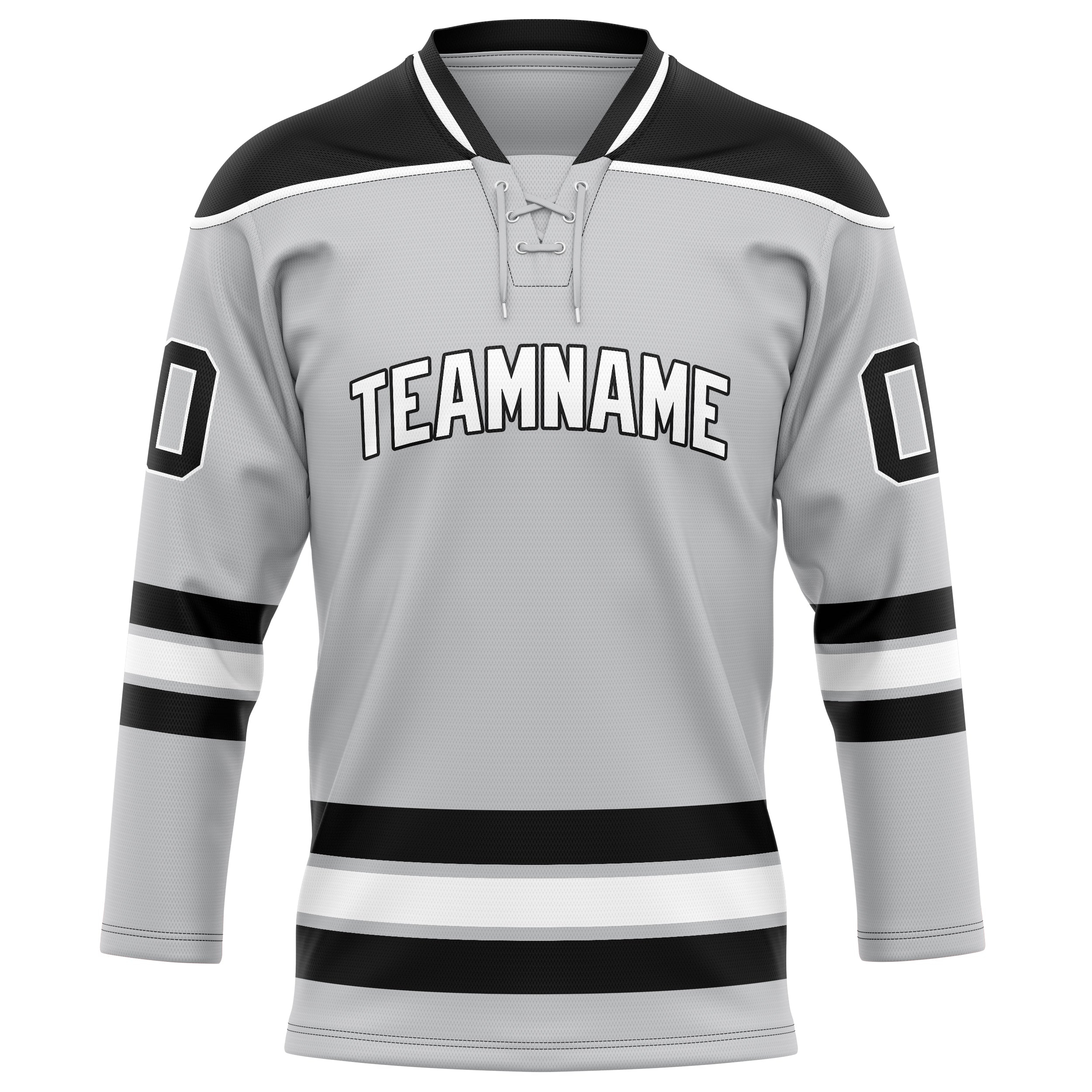Maillot de hockey personnalisé gris et noir uni