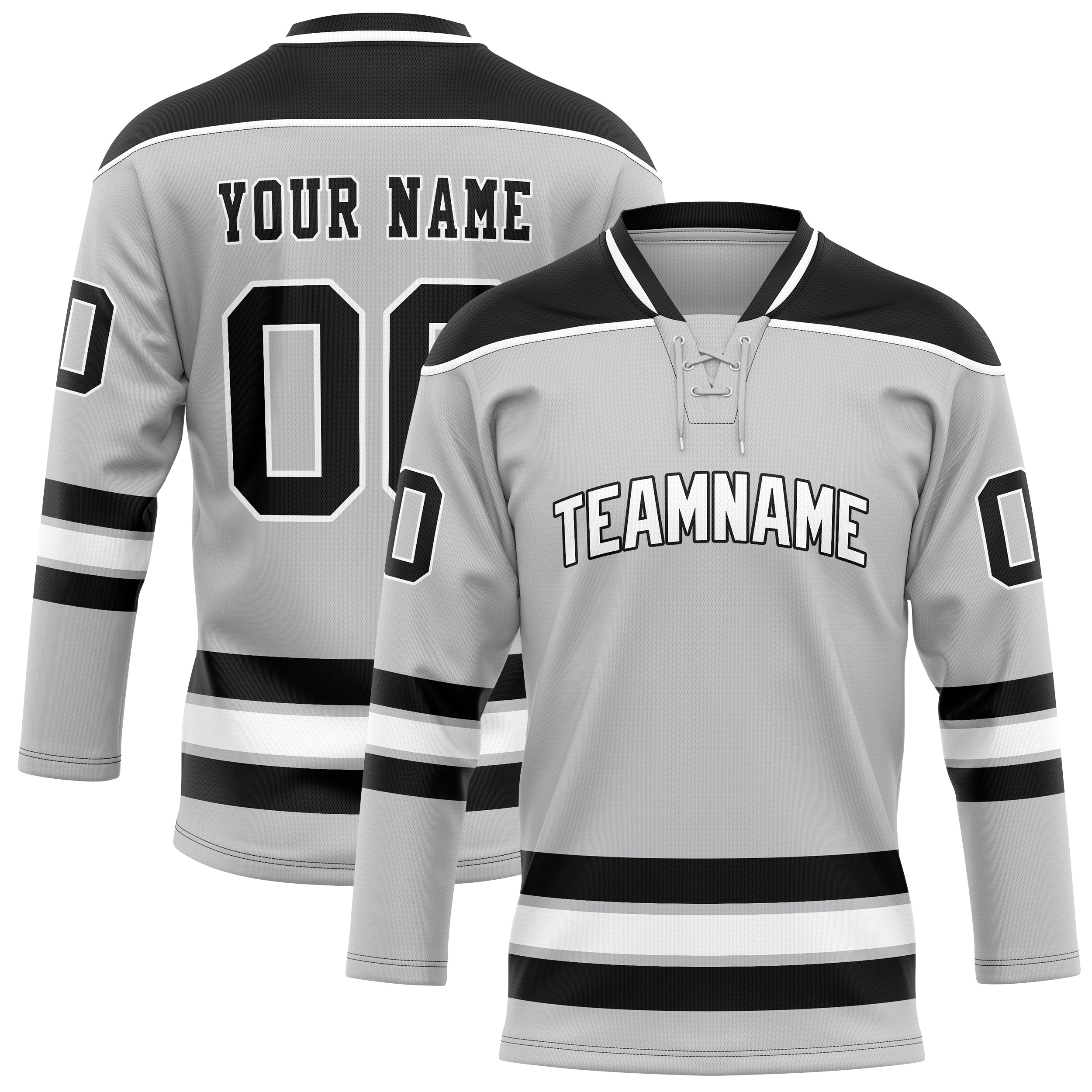 Maillot de hockey personnalisé gris et noir uni