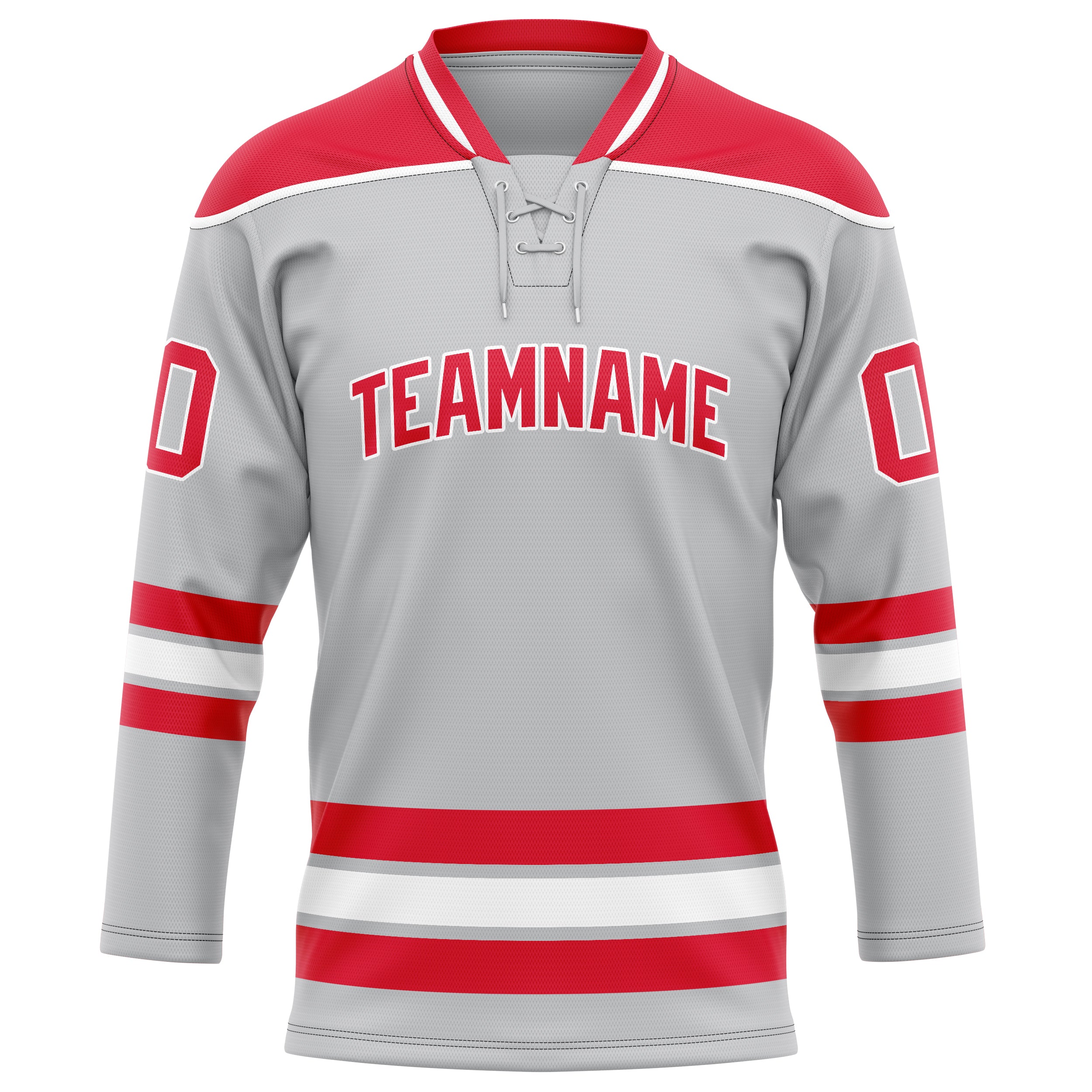 Maillot de hockey personnalisé gris et rouge uni