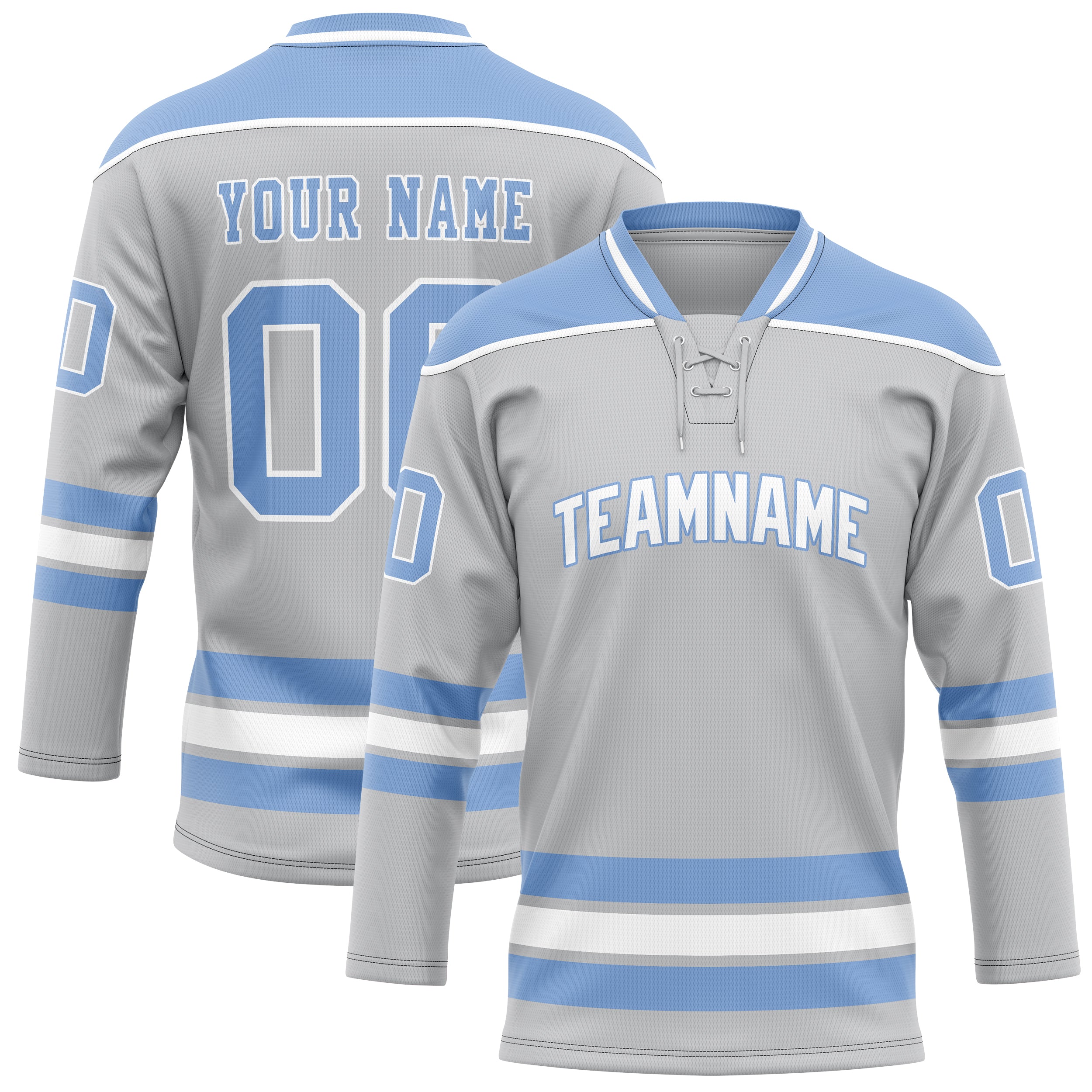 Maillot de hockey personnalisé gris clair et bleu uni