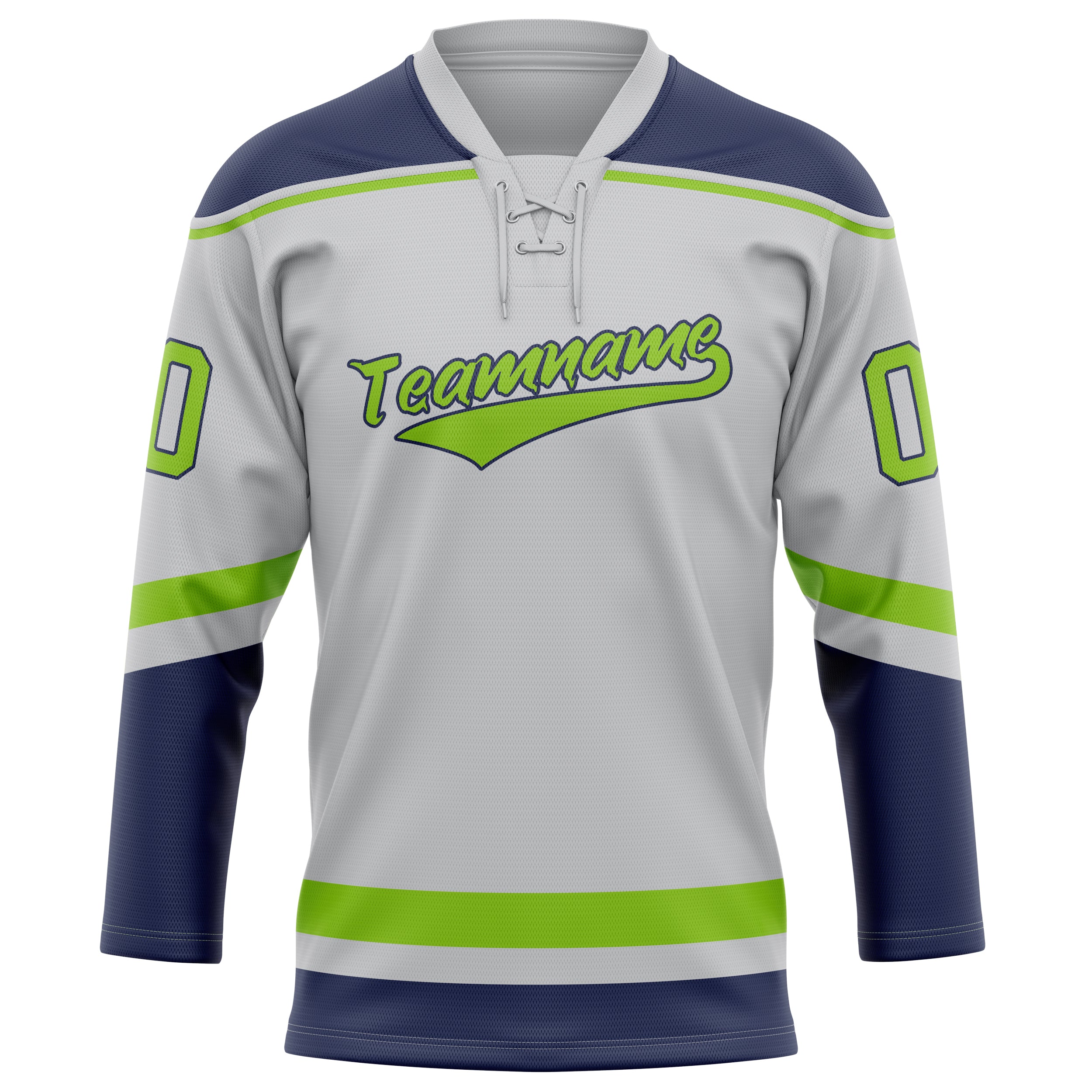 Maillot de hockey personnalisé gris fluo et vert uni