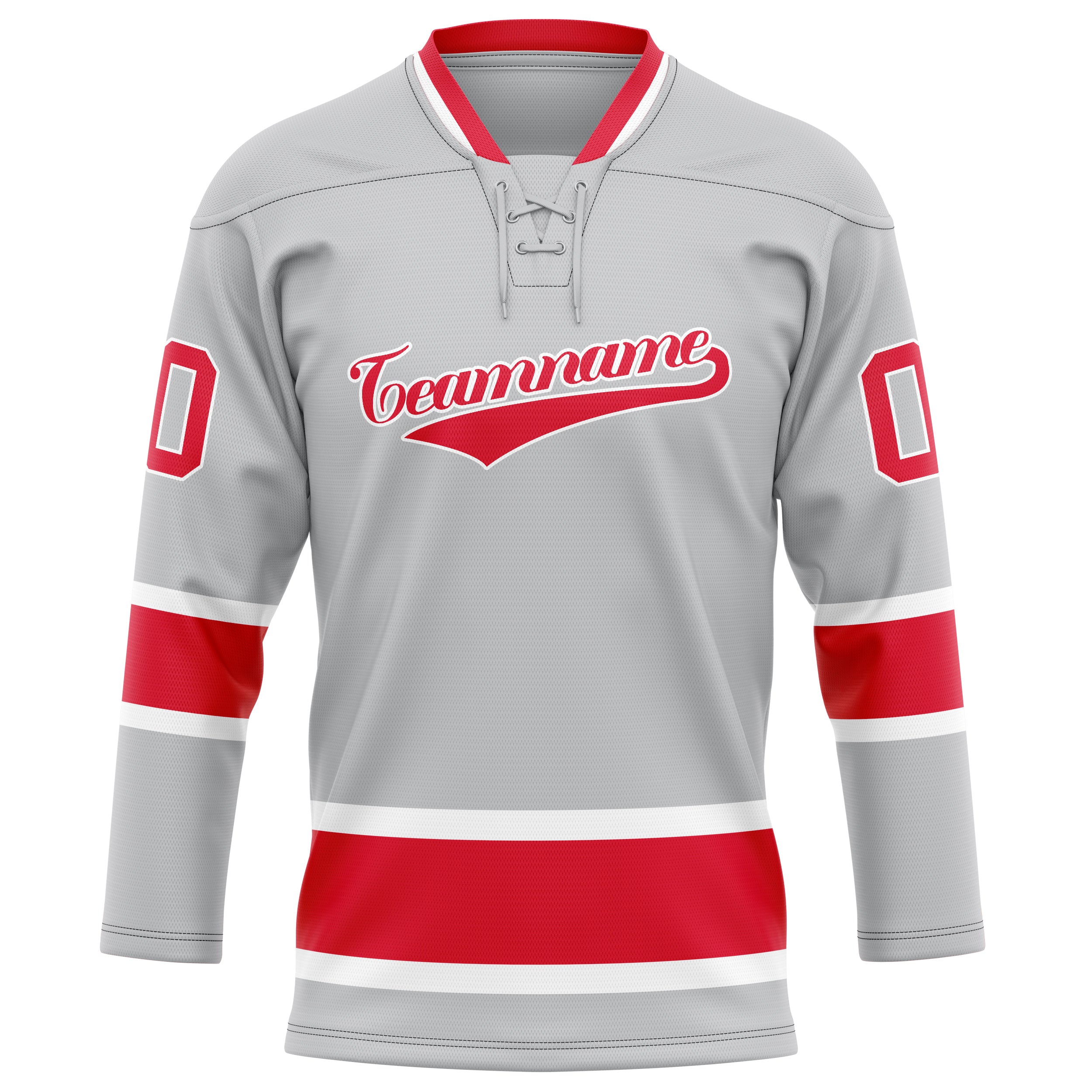 Maillot de hockey personnalisé gris et rouge uni