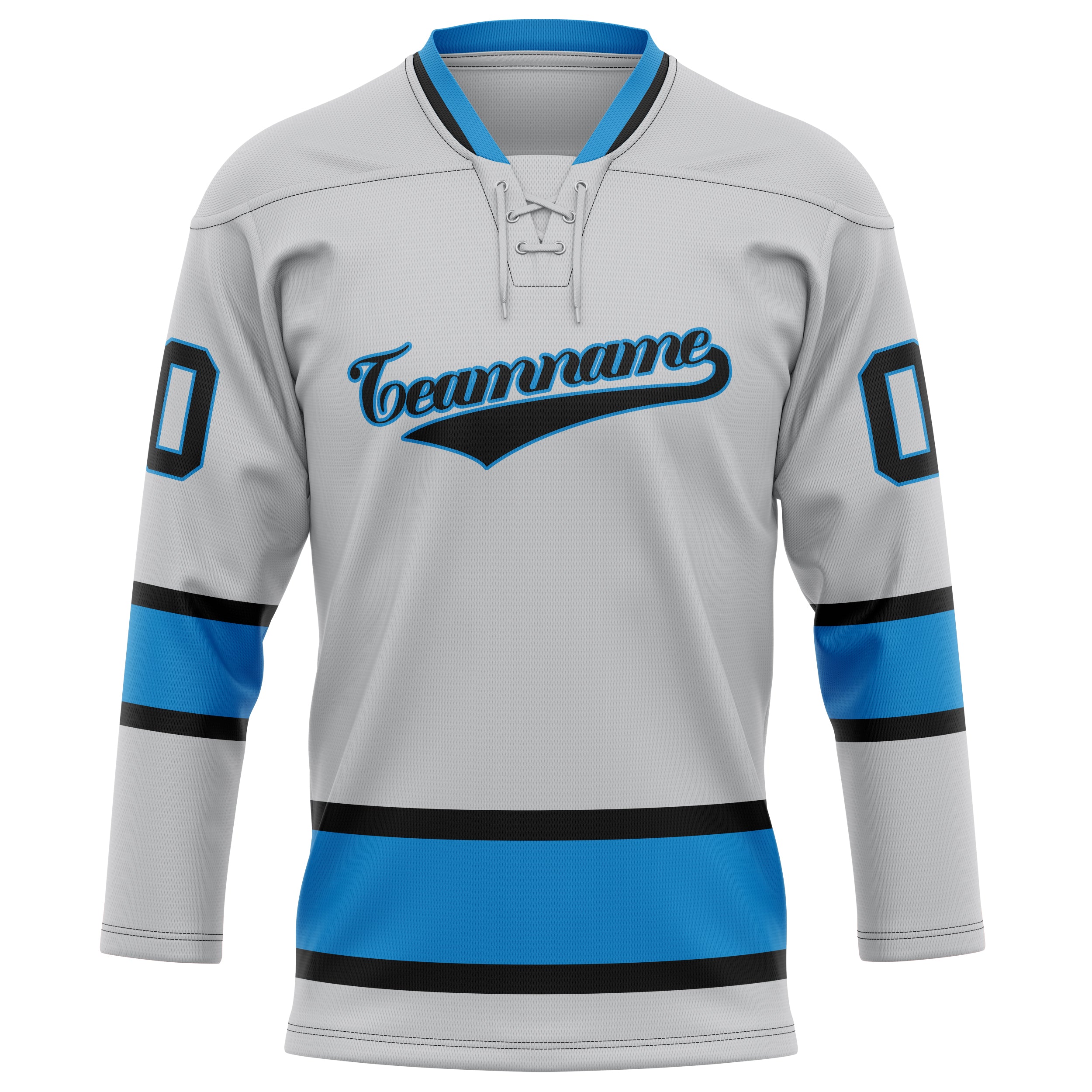 Maillot de hockey personnalisé gris et bleu uni