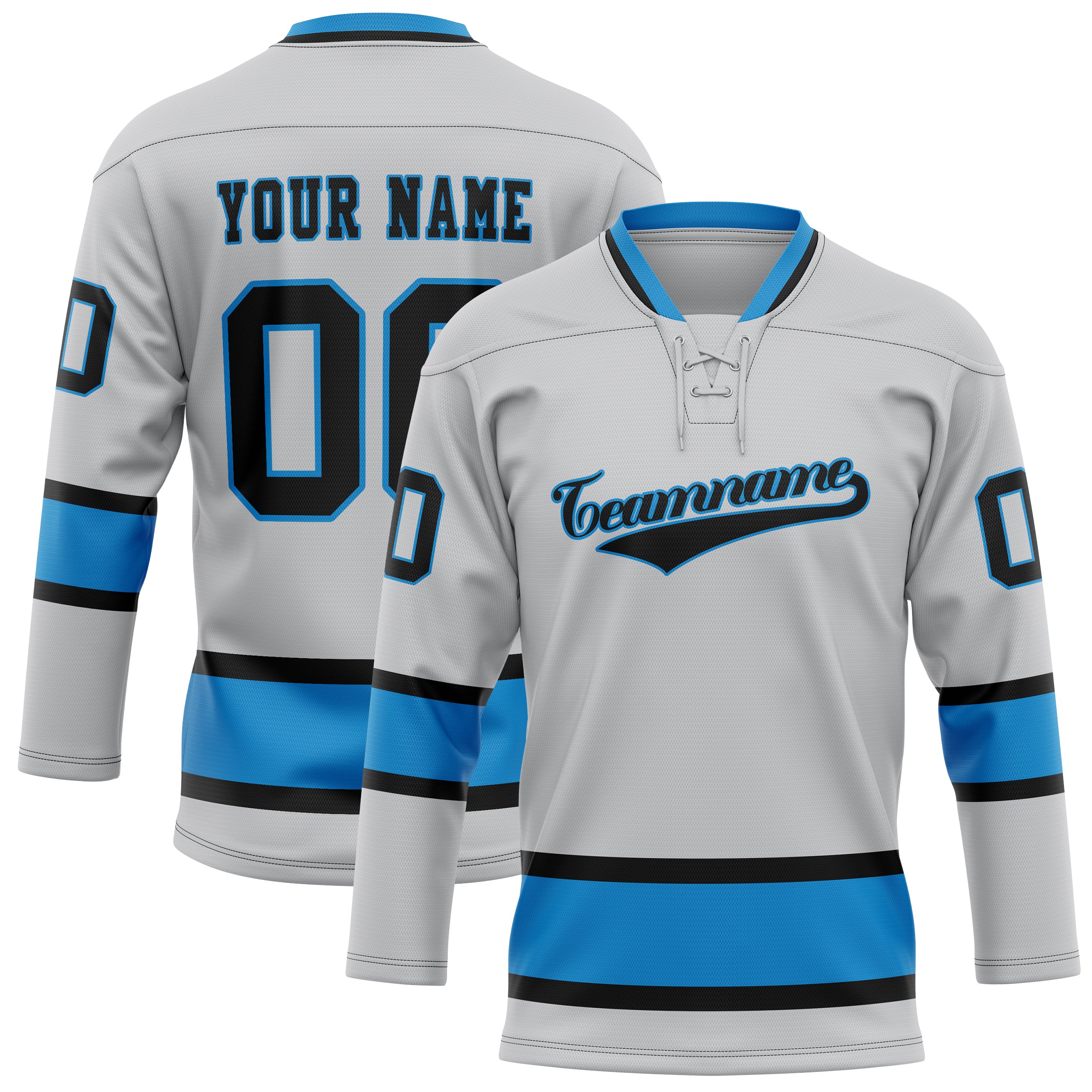 Maillot de hockey personnalisé gris et bleu uni