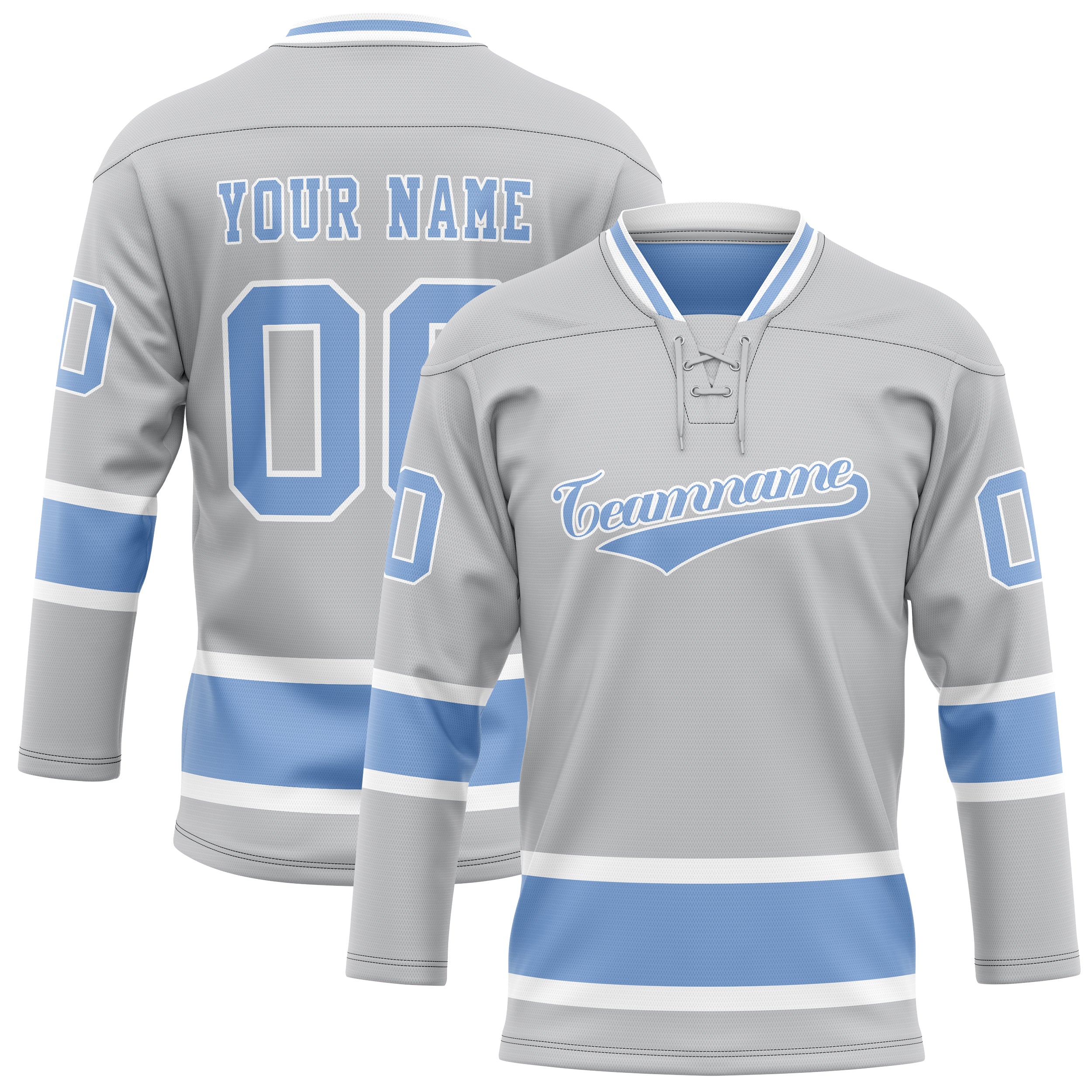Maillot de hockey personnalisé gris clair et bleu uni