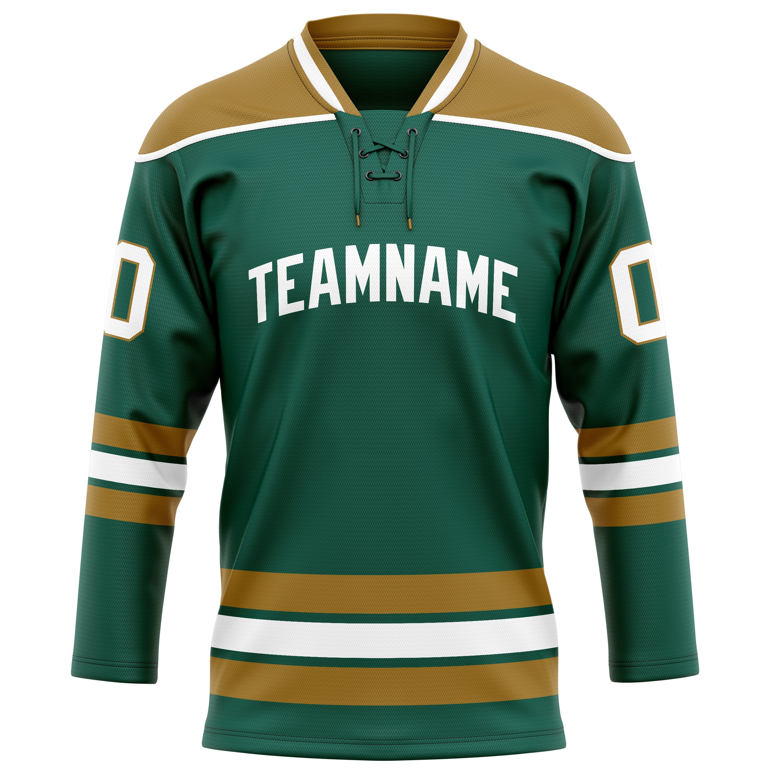 Maillot de hockey personnalisé vert et or uni