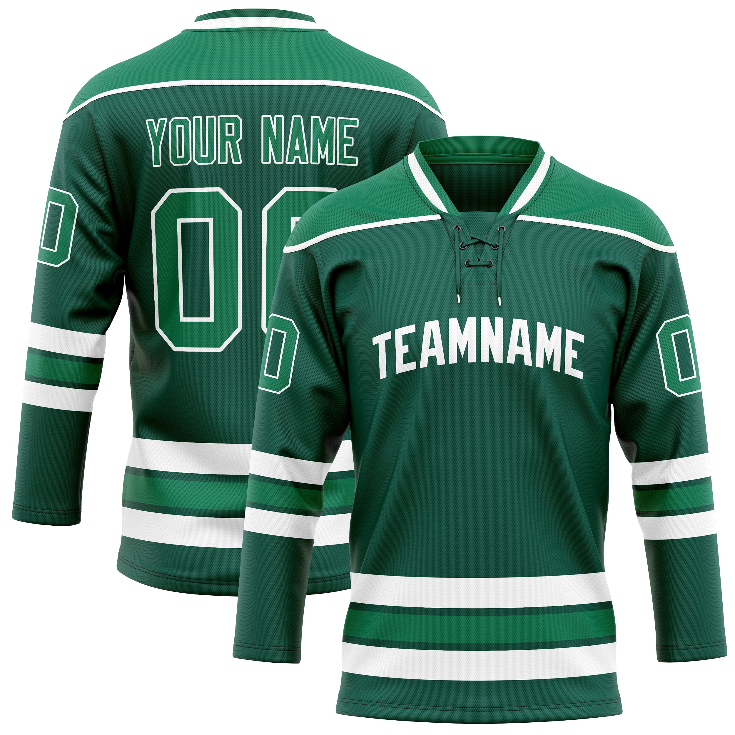 Maillot de hockey personnalisé vert et blanc uni